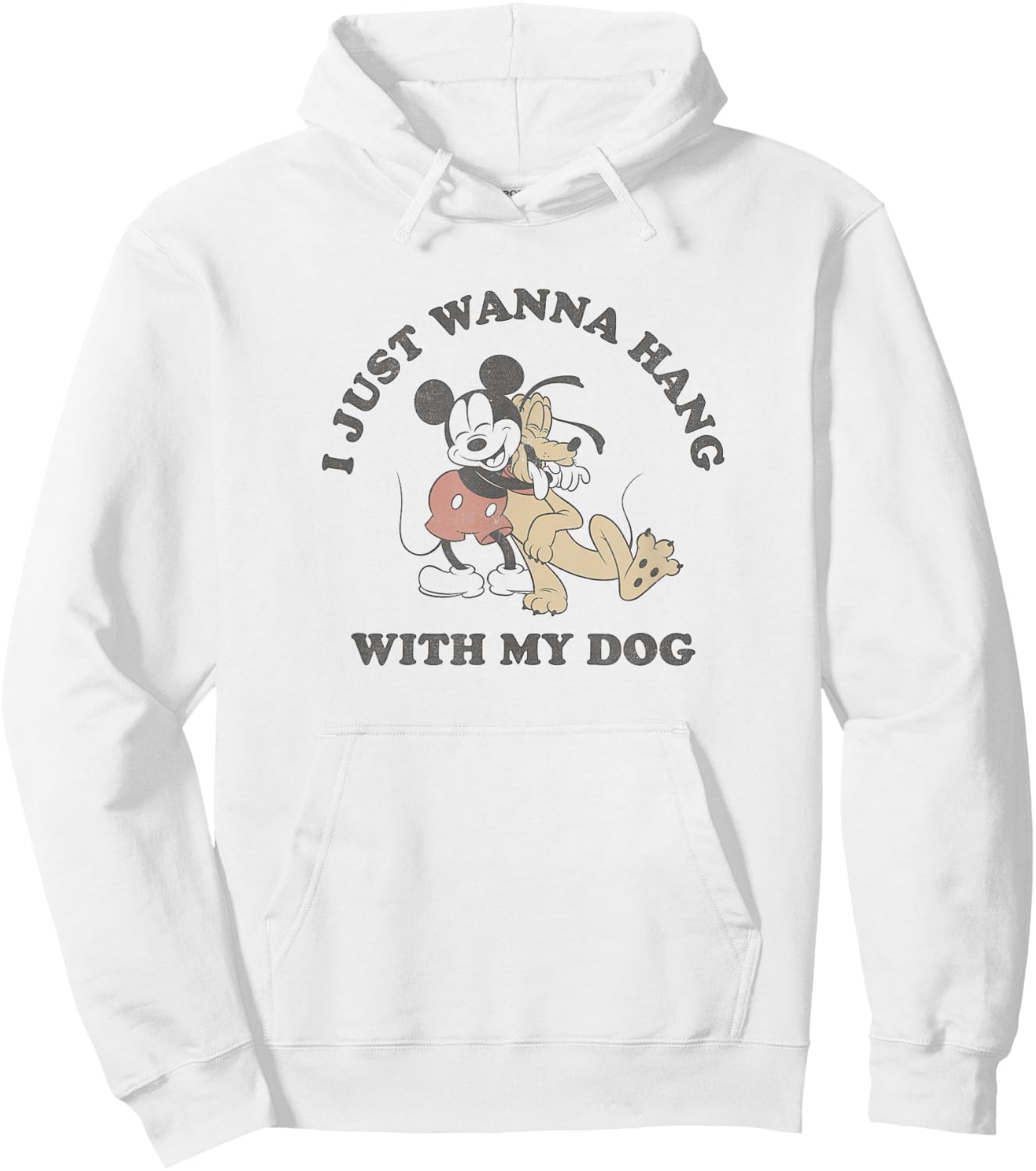 Disney Mickey & Pluto Hugging I Just Wanna Hang With My Dog Hoodie - Hoodie | White