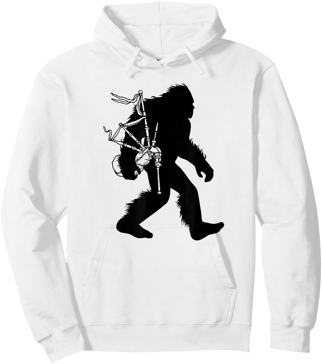 Bigfoot Bagpipes Irish Sasquatch Scottish Bagpiper Hoodie - Hoodie | White