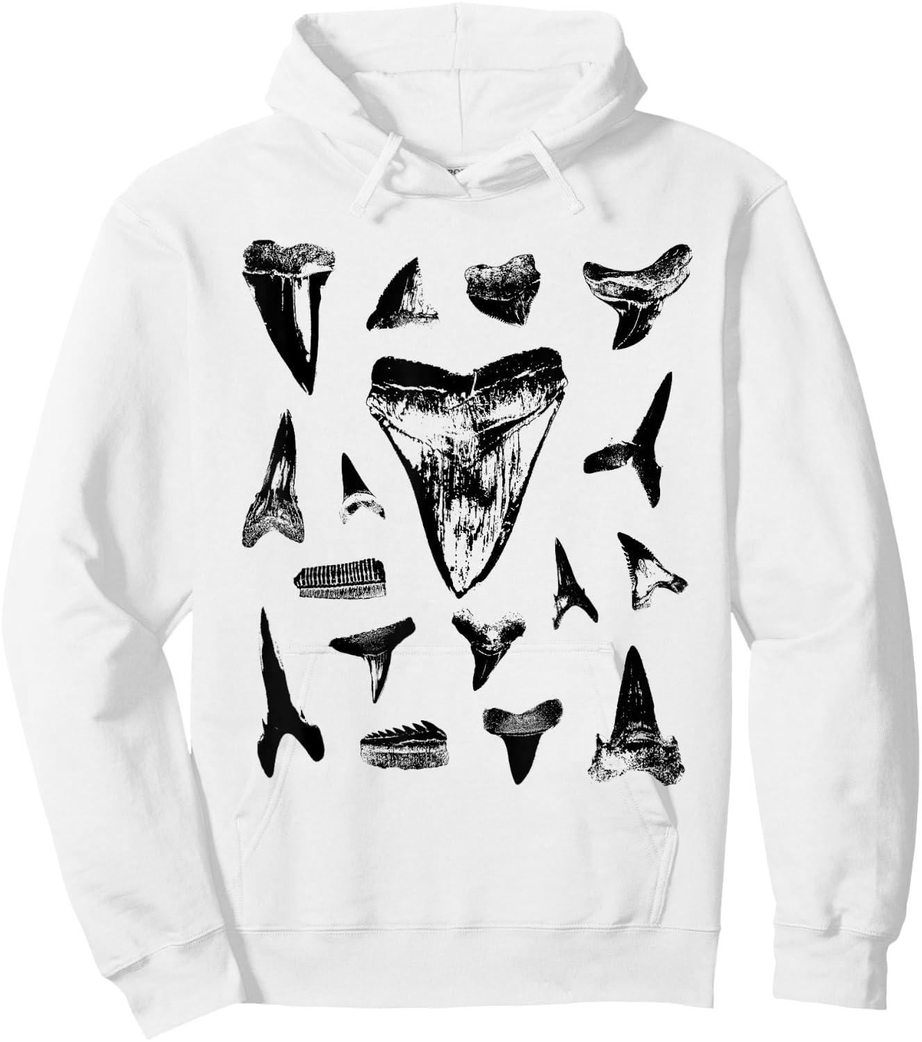 Shark Teeth Fossil Hunter Collector Multi Tooth Rock Hound Hoodie - Hoodie | White