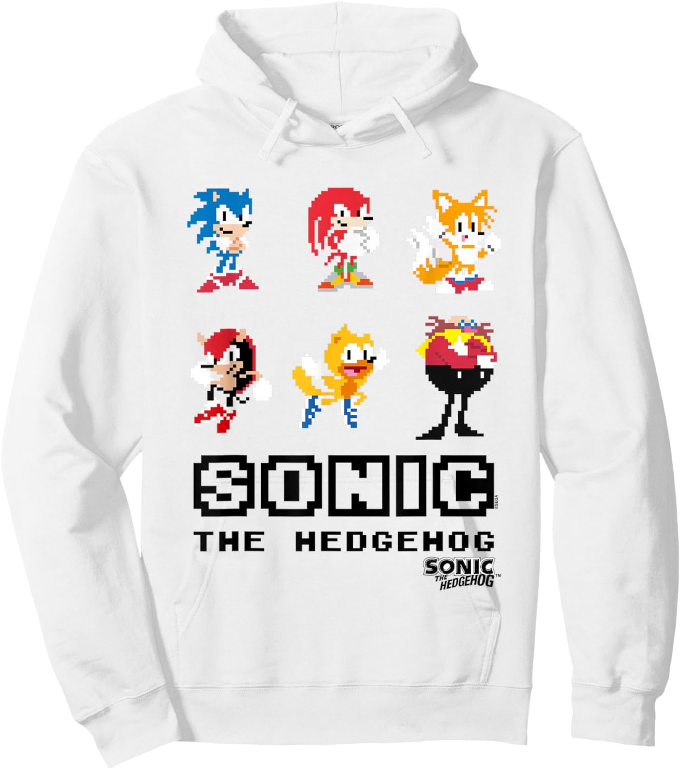 Sonic The Hedgehog Friends & Foes Pixel Art Group Shot Hoodie - Hoodie | White