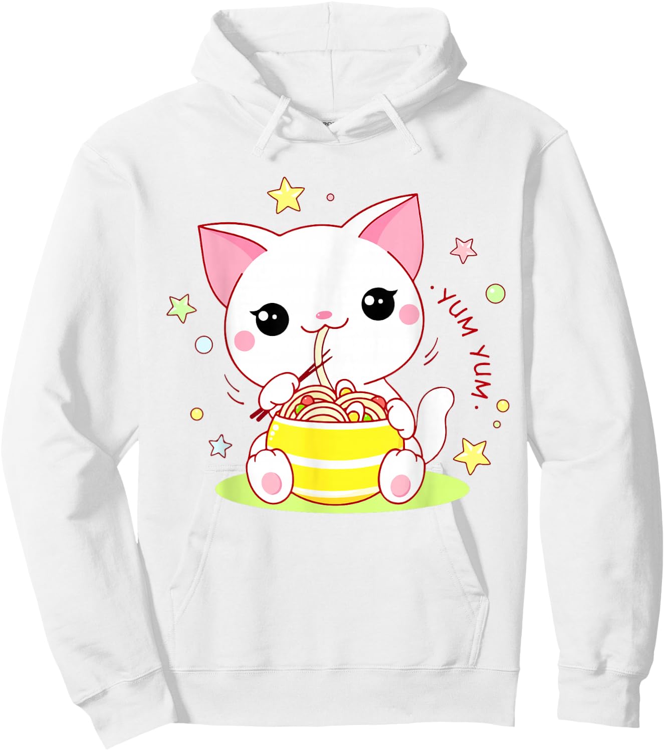 Girl Cat Ramen Noodle Cute Teen Girl Toddler Kawaii Anime Hoodie - Hoodie | White