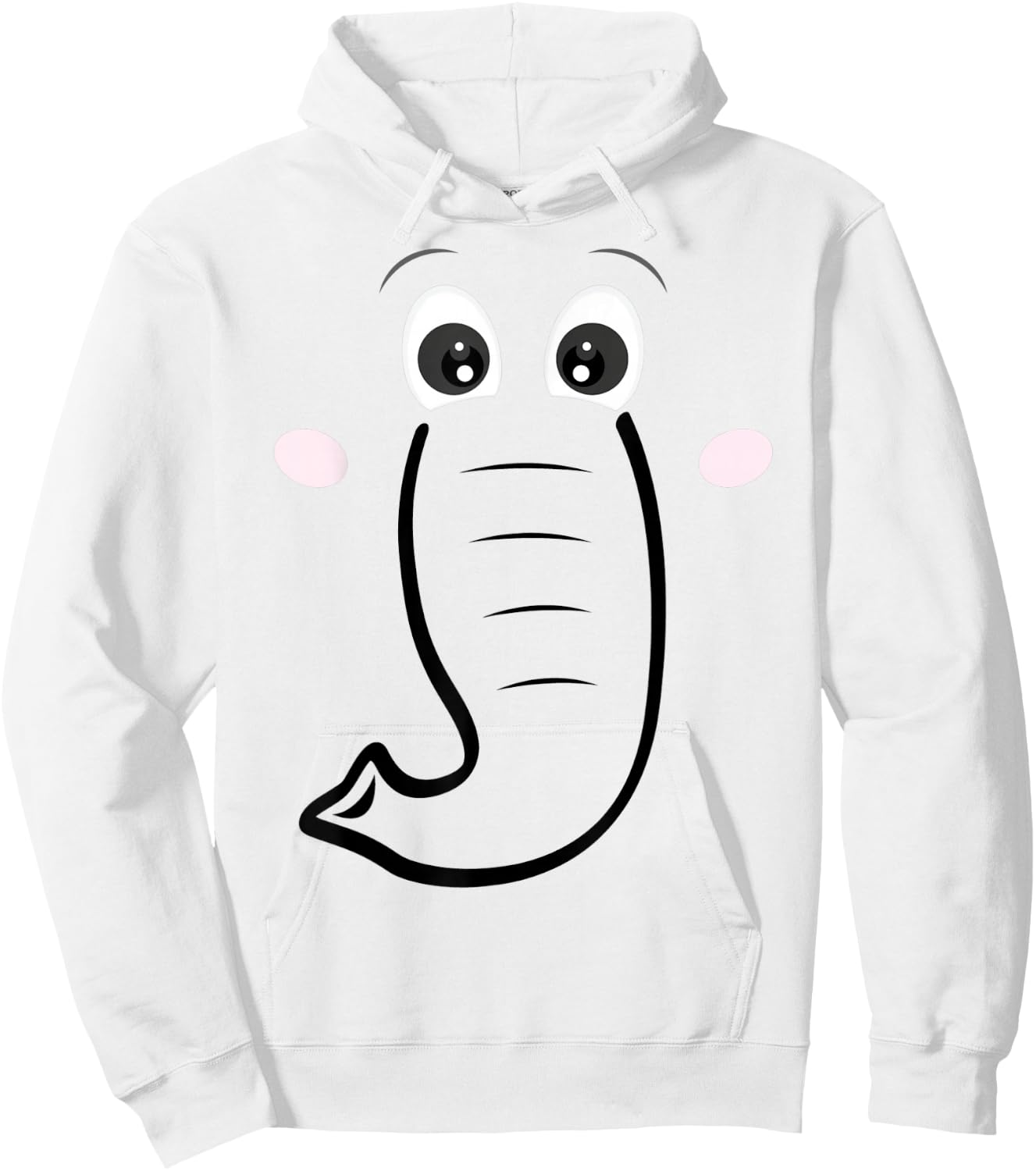 Elephant Face, Cartoon Style, Easy Halloween Costume Hoodie - Hoodie | White