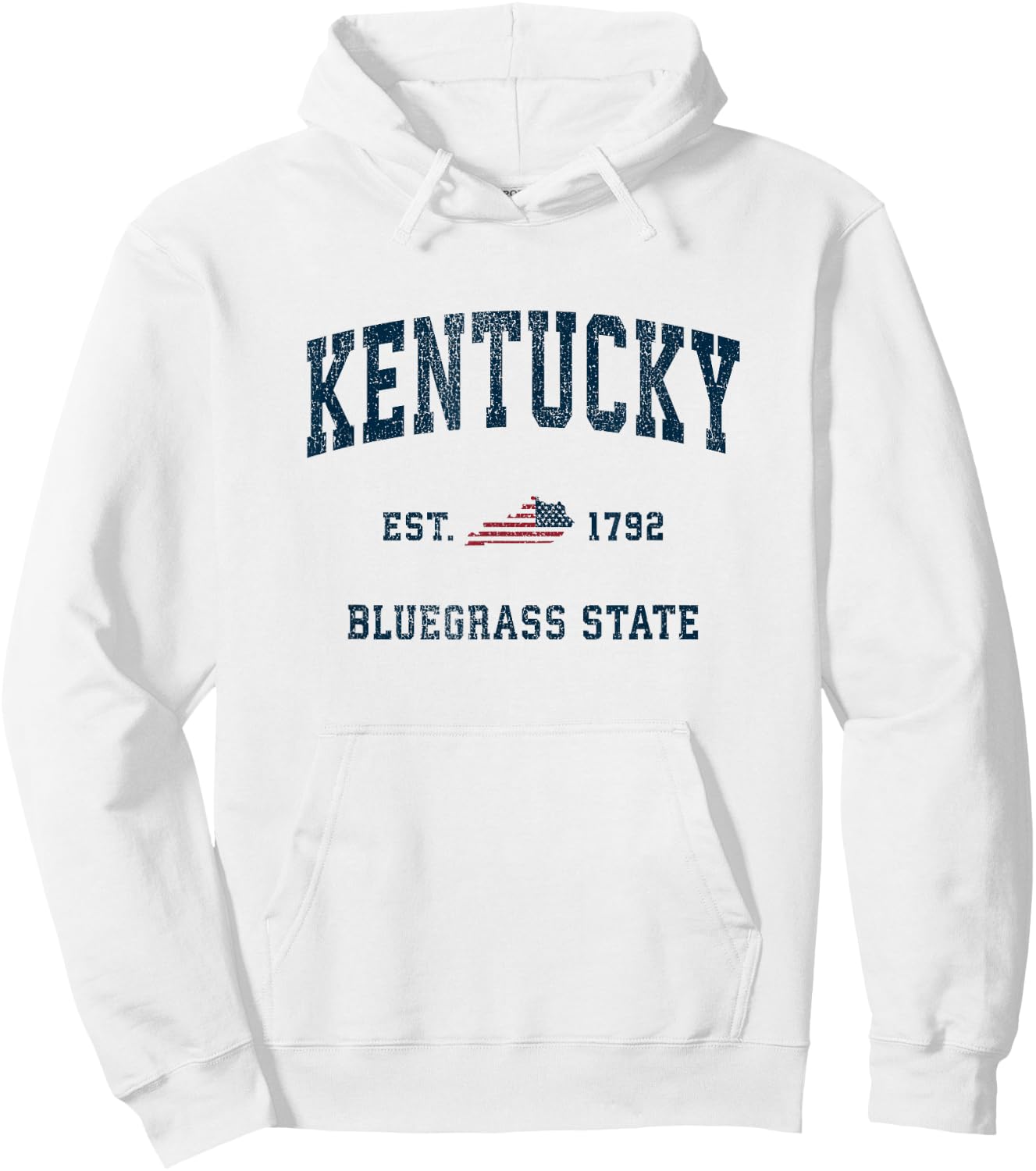 Kentucky Vintage American Flag USA Sports Design Kids Men Hoodie - Hoodie | White