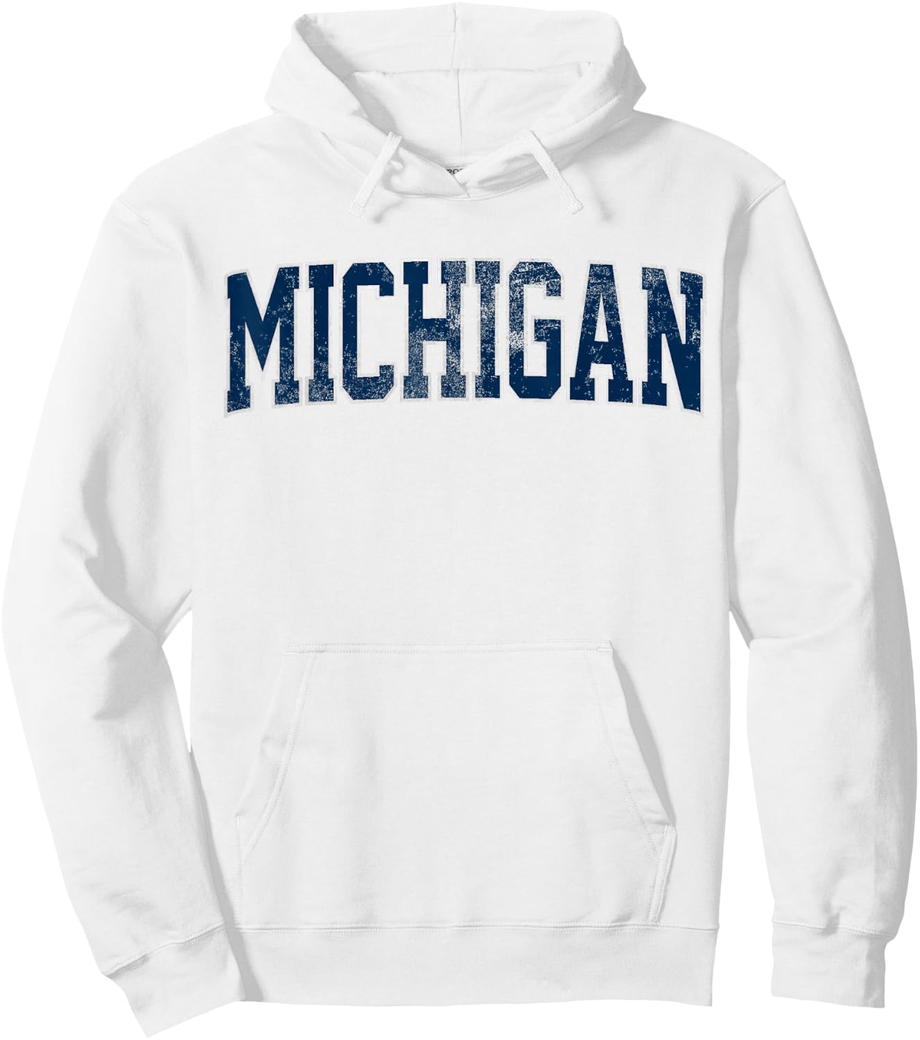 Vintage Michigan Look Maize Blue Men Retro Font Michigan Hoodie - Hoodie | White