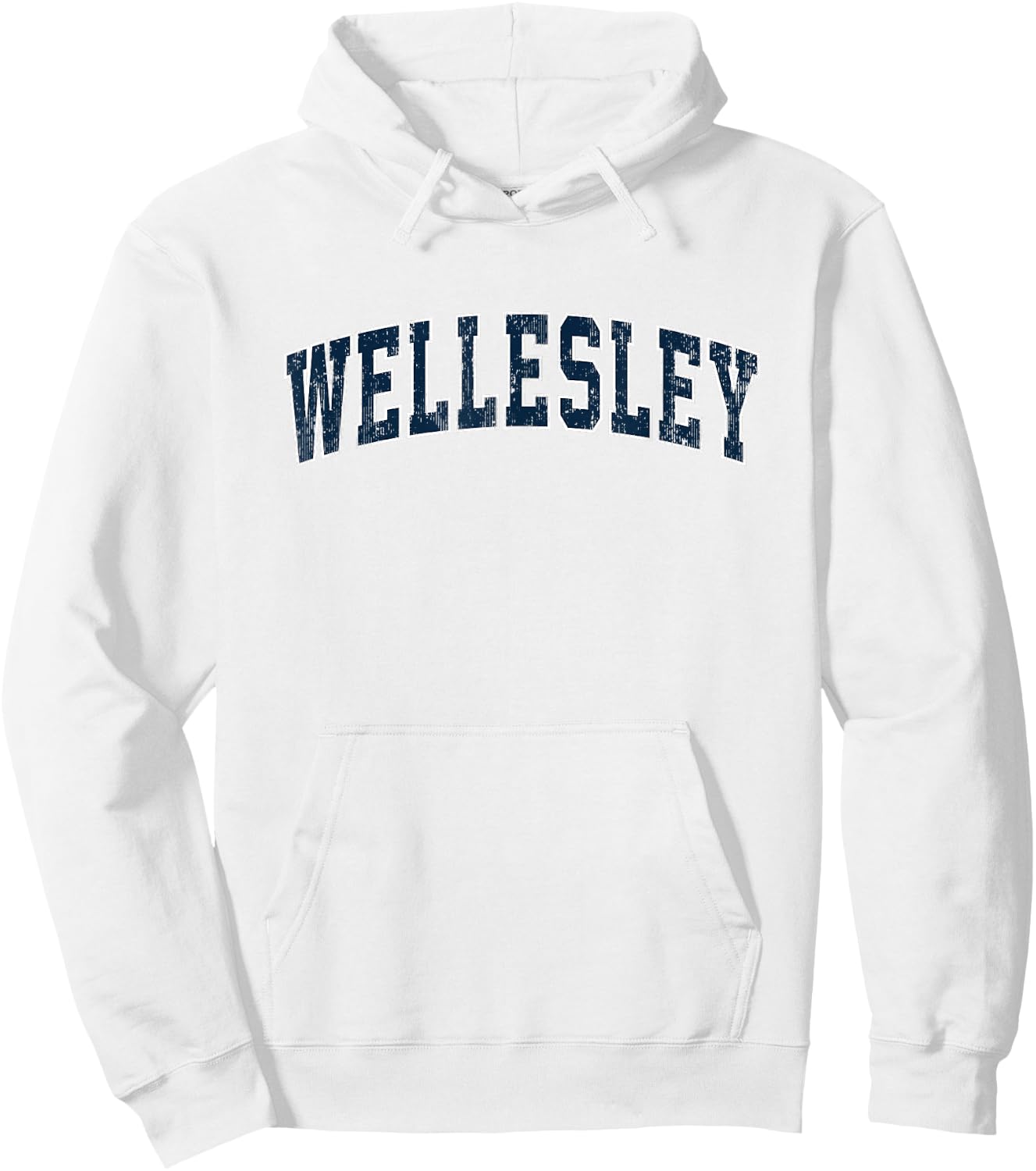 Wellesley Massachusetts MA Vintage Sports Design Navy Design Hoodie - Hoodie | White
