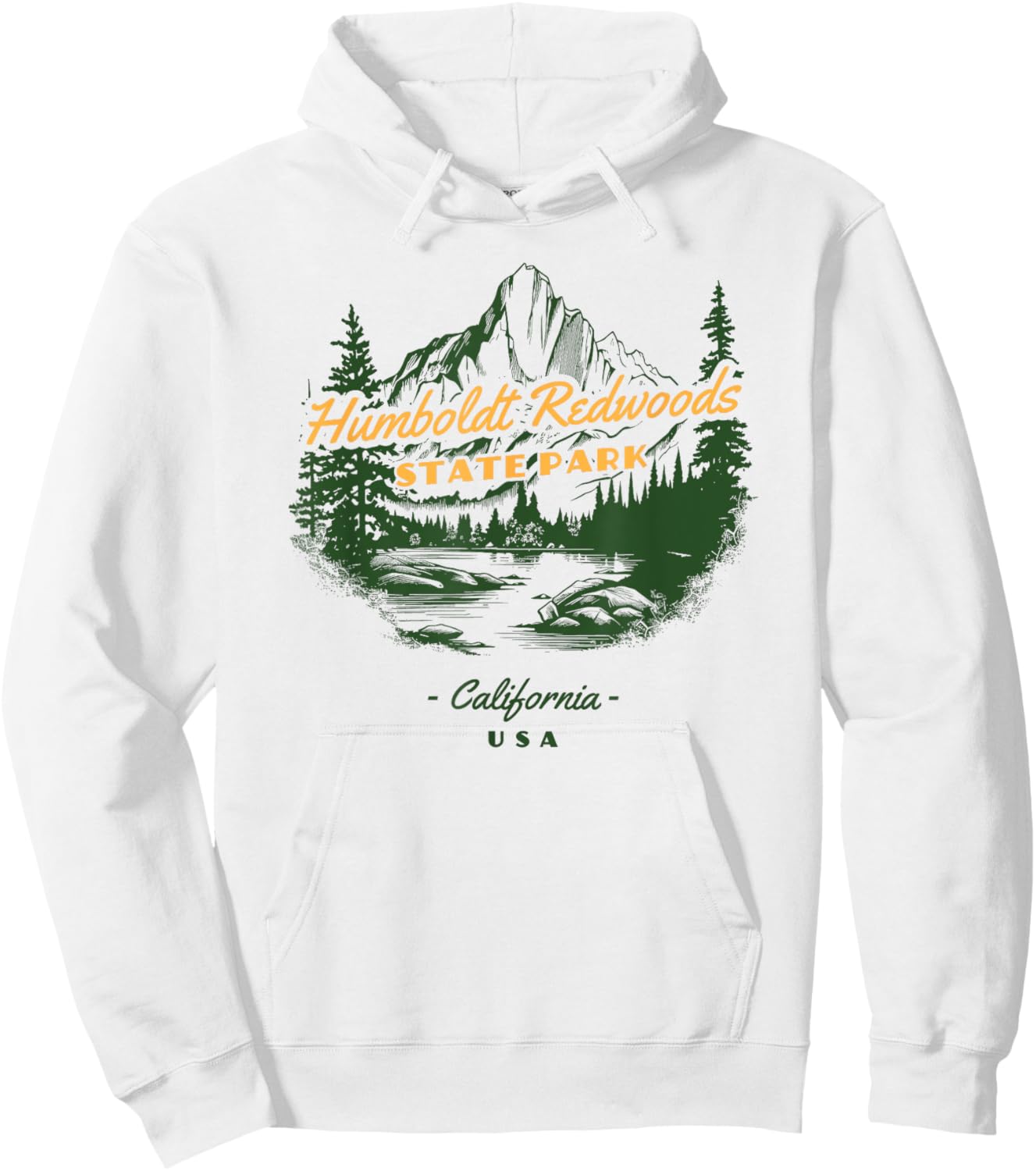 Humboldt Redwoods State Park California Retro Vintage Hoodie - Hoodie | White