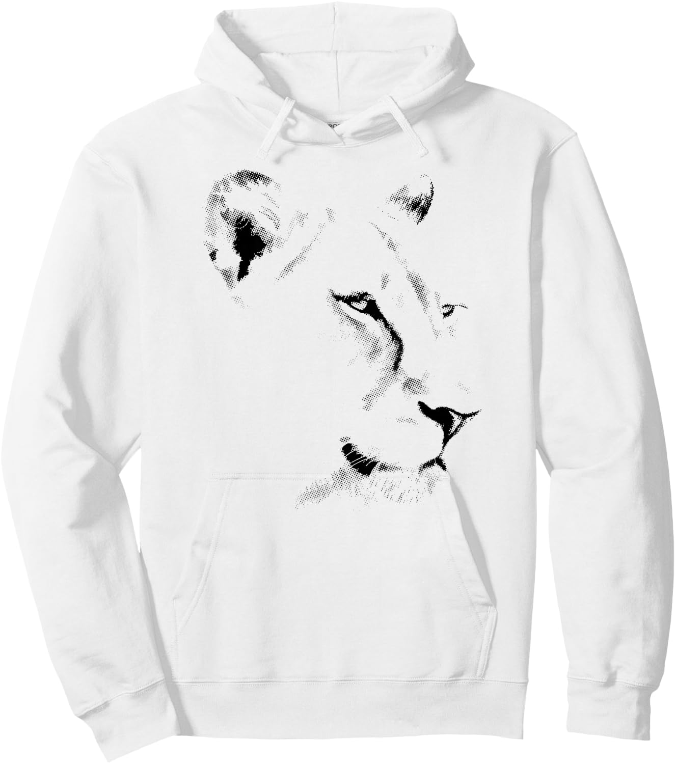 Lion Face in Minimalist Halftone Dots African Wildlife Hoodie - Hoodie | White