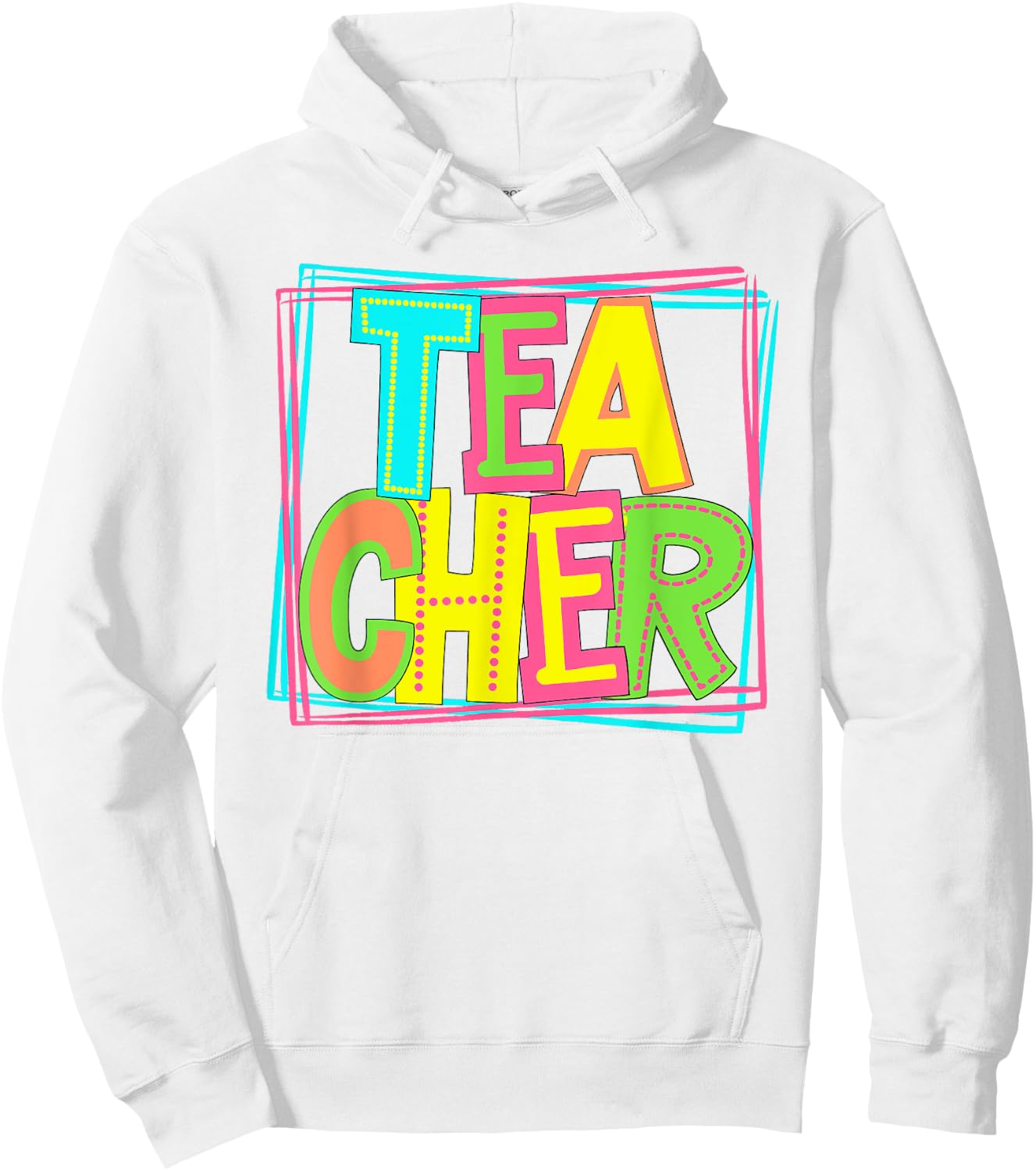 Neon Retro Teacher Cute Teacher Team New Teacher Back to Sch Hoodie - Hoodie | White