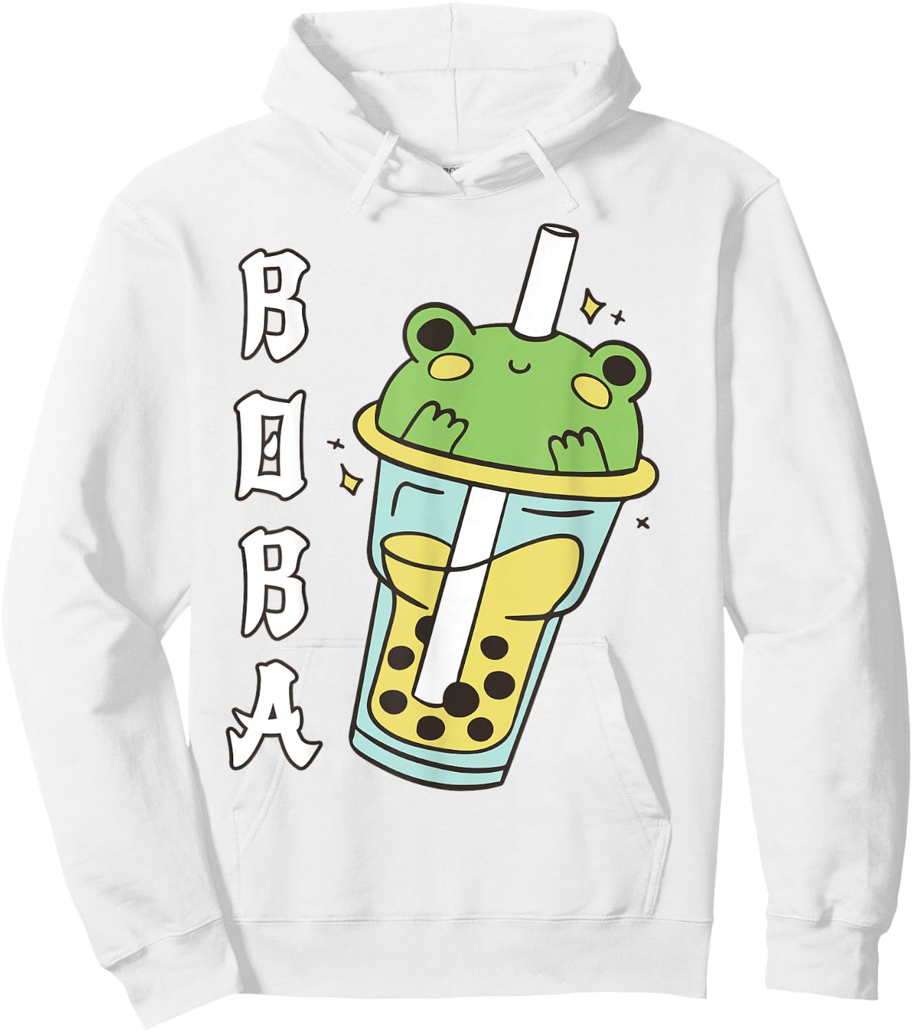 Cute Kawaii Frog Boba Tea Neko Anime Japanese Kids Teen Girl Hoodie - Hoodie | White
