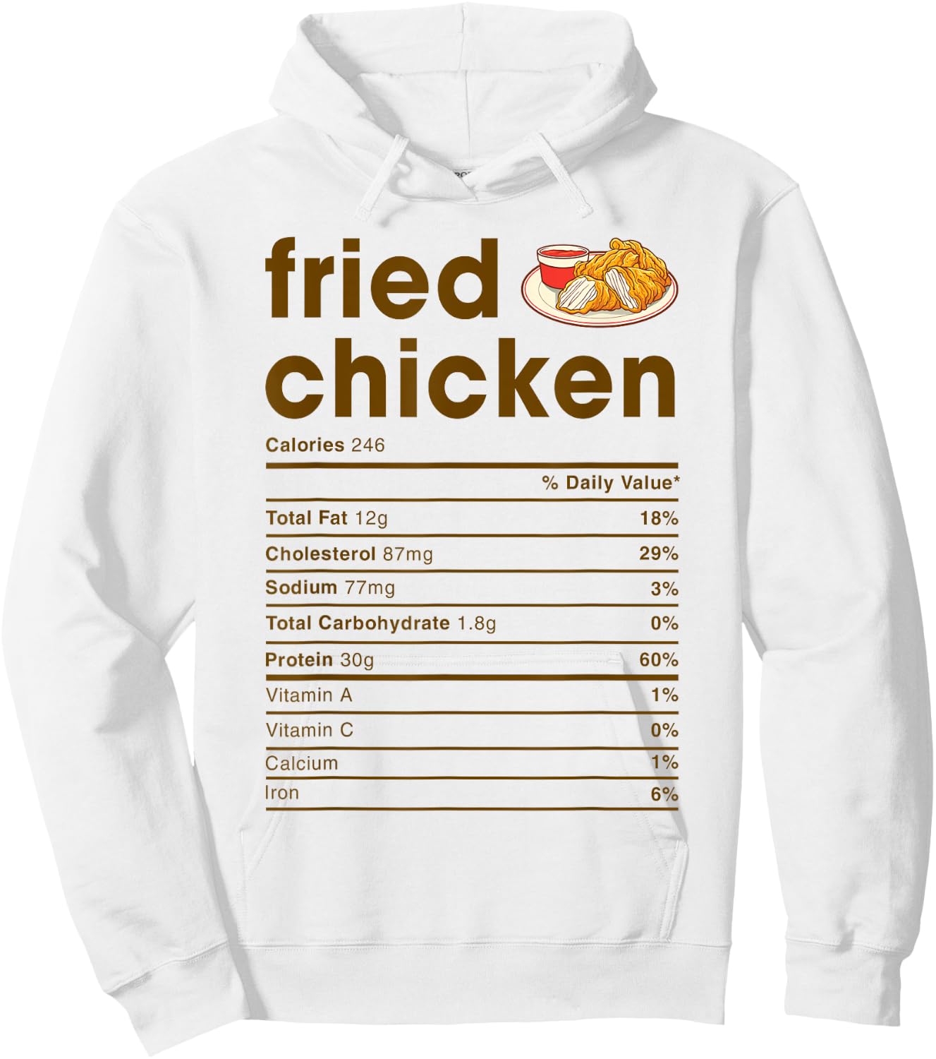 Food Nutrition Facts Shirts Co. Fried Chicken Nutrition Facts Hoodie - Hoodie | White