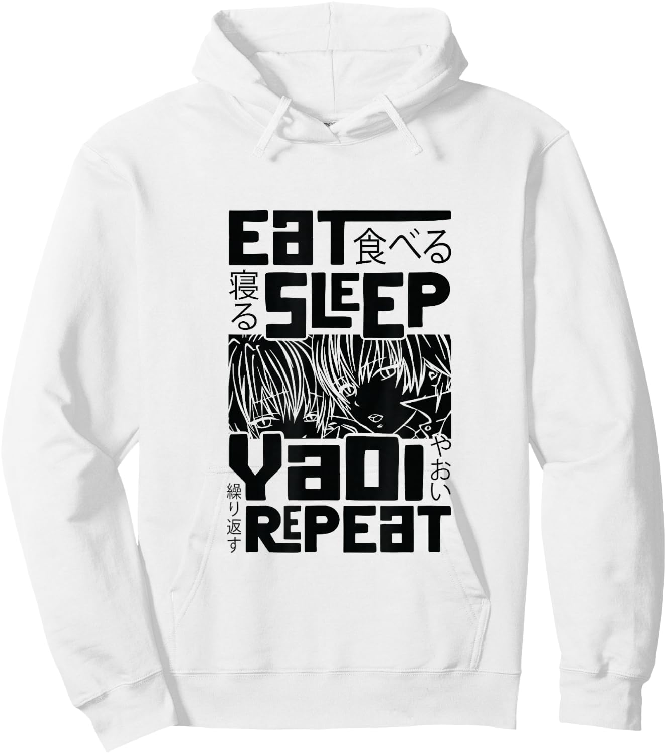 Eat Sleep Yaoi Repeat Gay Anime Hoodie - Hoodie | White