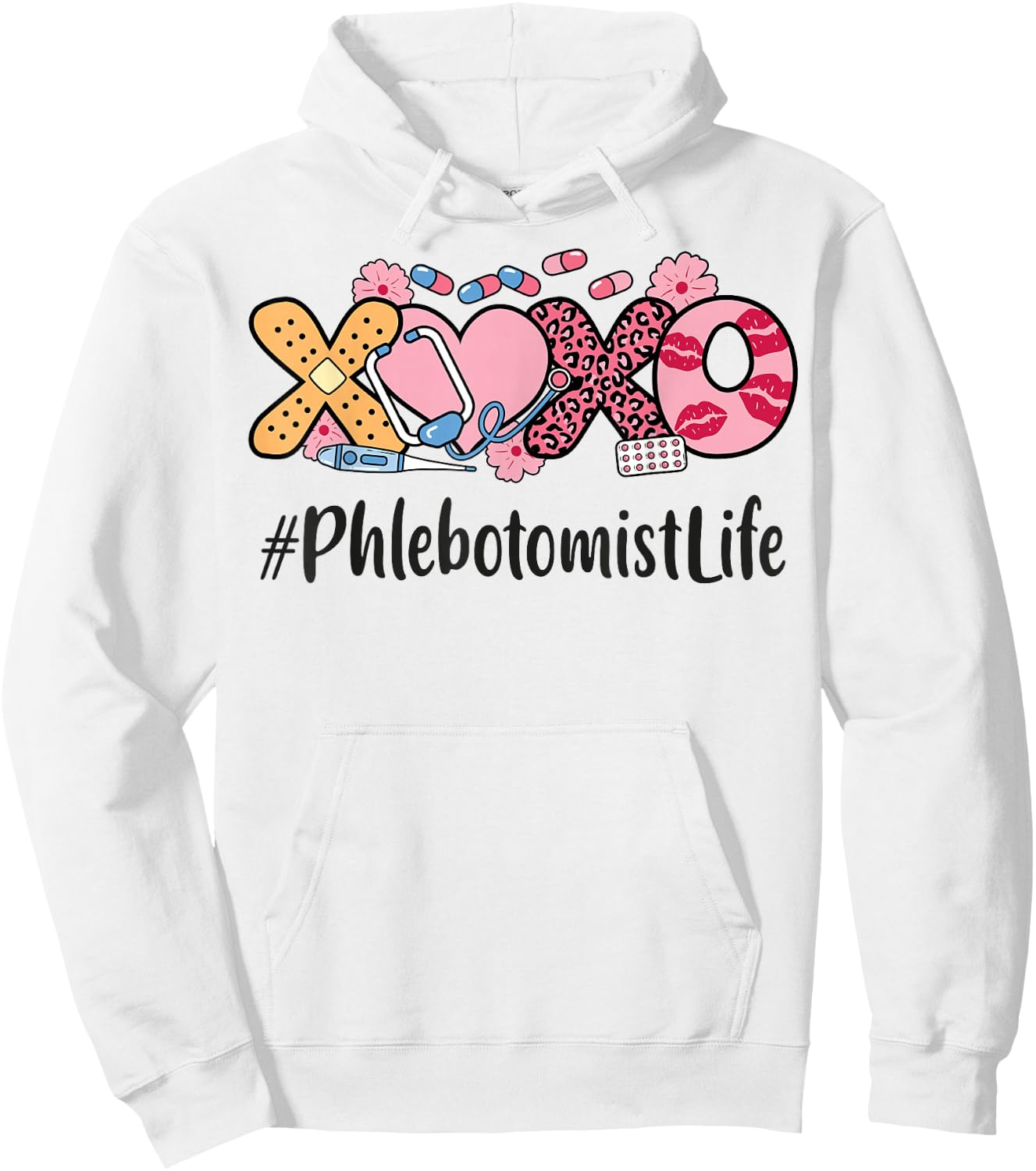Phlebotomist Valentines Day Women Stethoscope Appreciation Hoodie - Hoodie | White