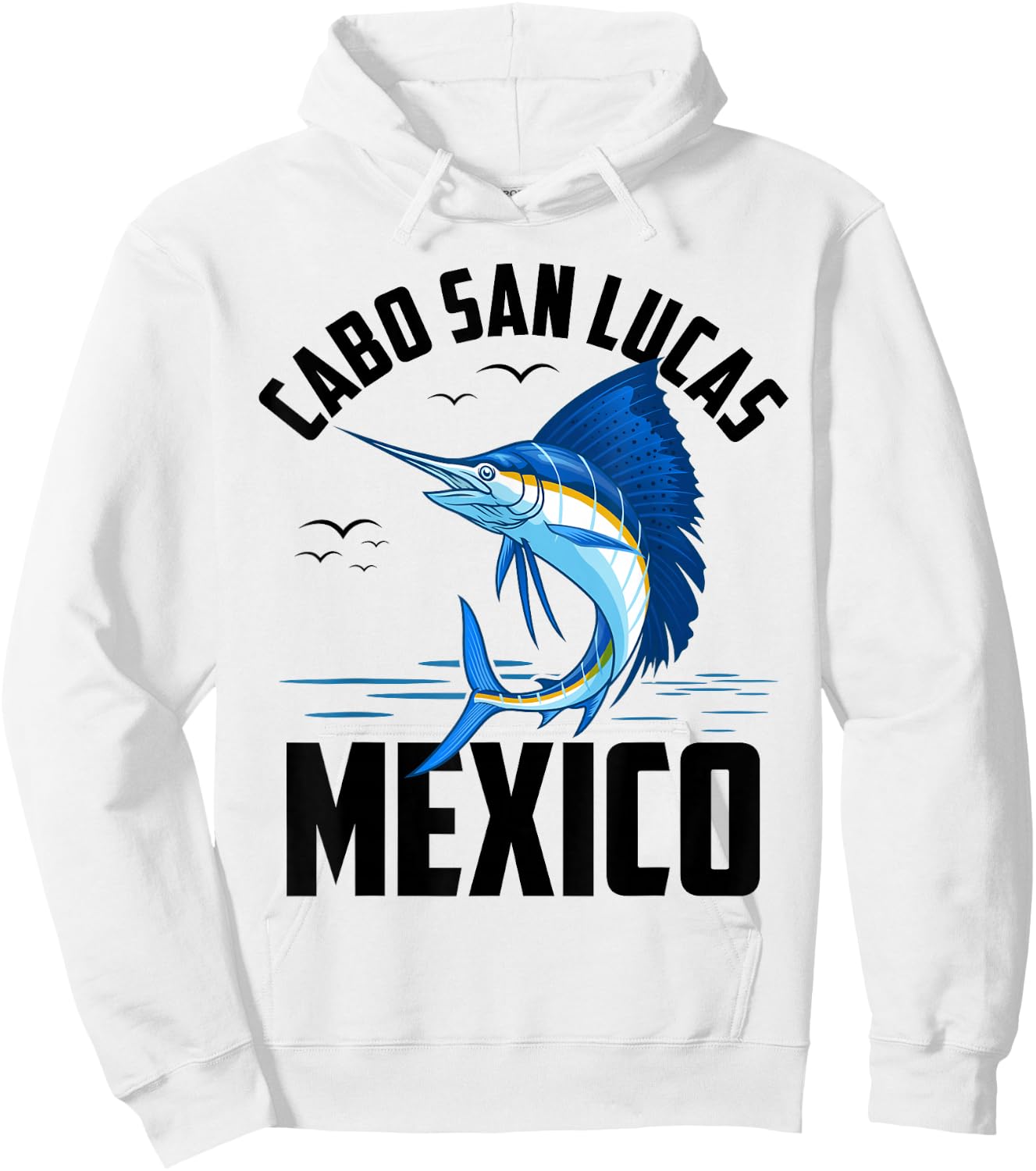 ShirtZilla Cabo San Lucas -Adults, -Kids White Short Sleeve Modern Classic U-Neck Mexico Vacation Surfing Casual Cotton Blend Lightweight Colorful Design Size: Small Hoodie - Hoodie | White
