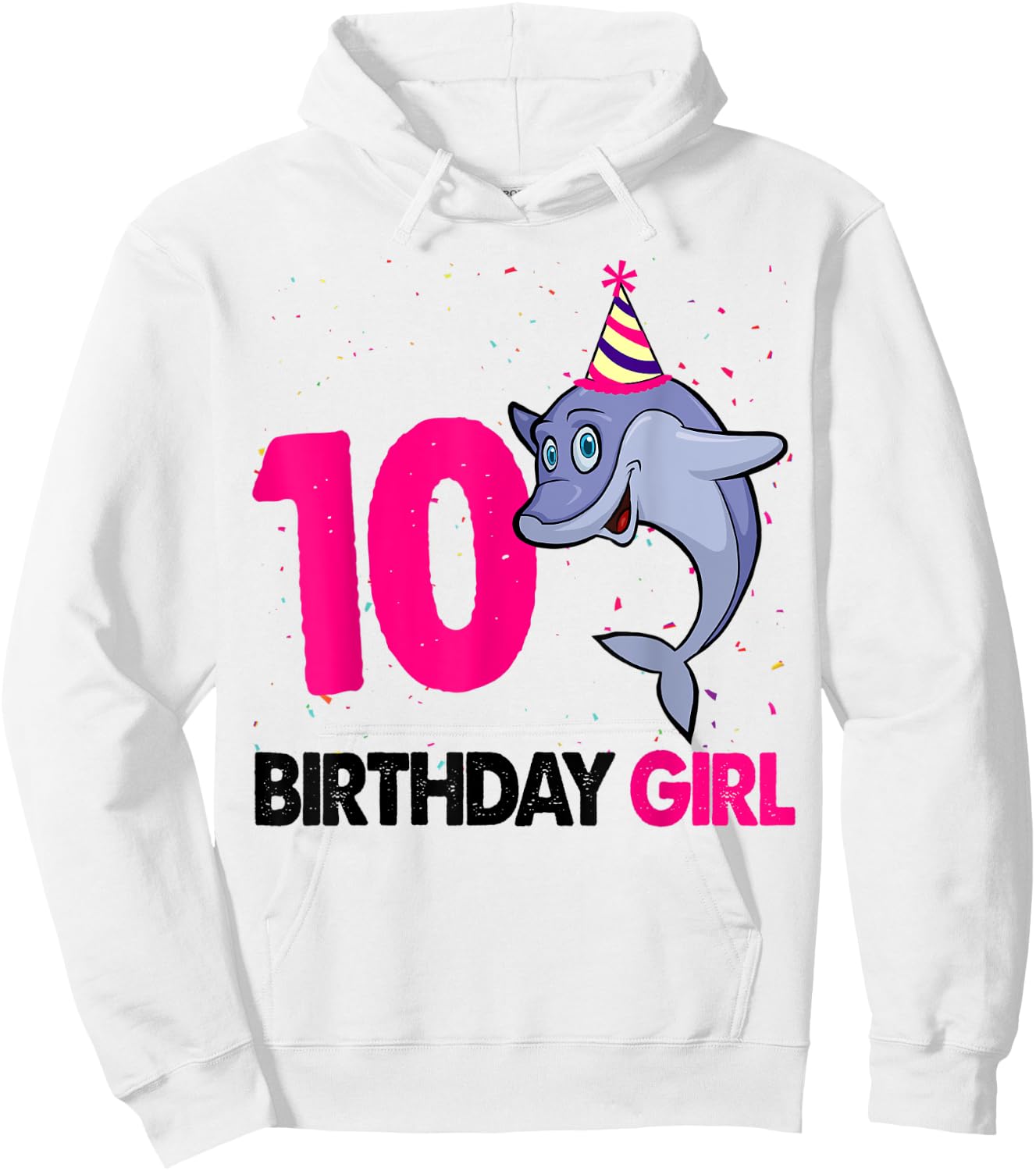 Funny 10Th Birthday Shirt Girl Dolphin Birthday Party Hoodie - Hoodie | White
