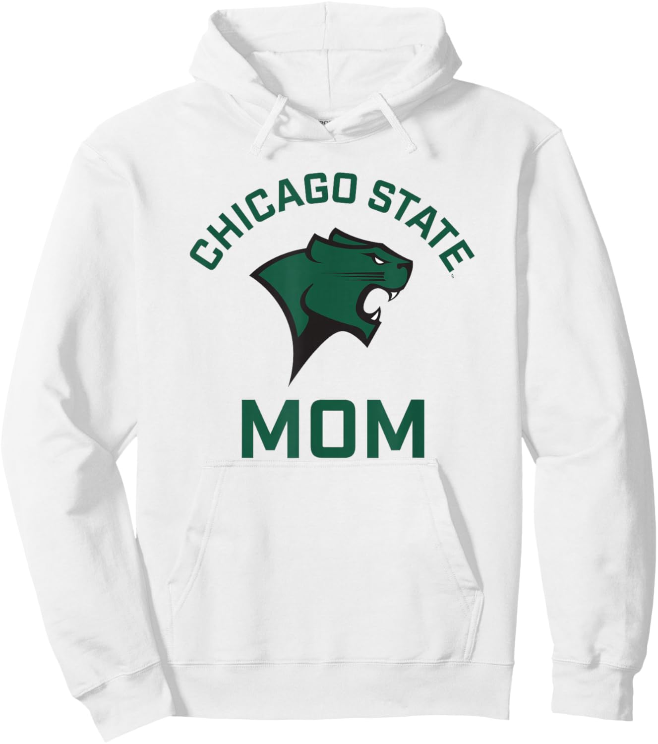 Chicago State University Cougars Arched Mom Hoodie - Hoodie | White