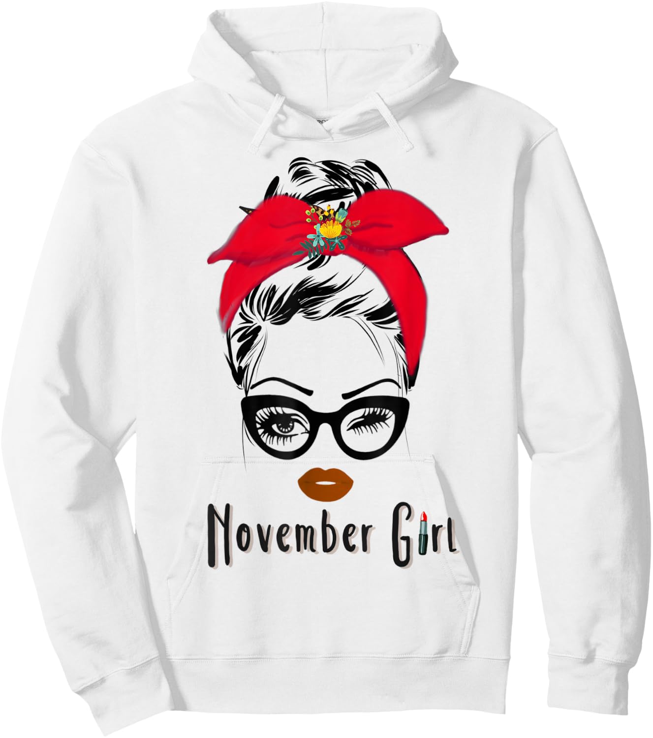 November Girl Wink Eye Woman Face Wink Eyes Lady Face Hoodie - Hoodie | White