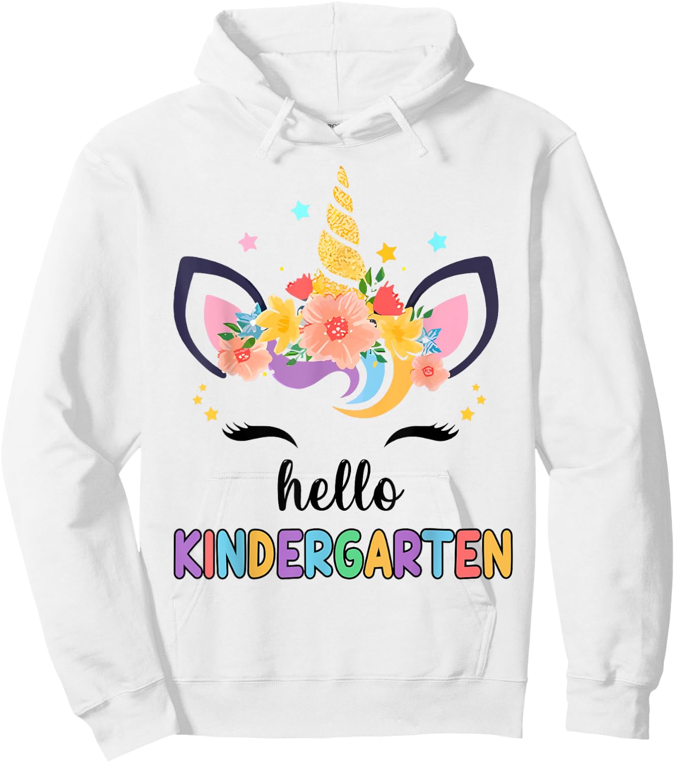 Hello Kindergarten Girl First Day Back School Unicorn Kids Hoodie - Hoodie | White