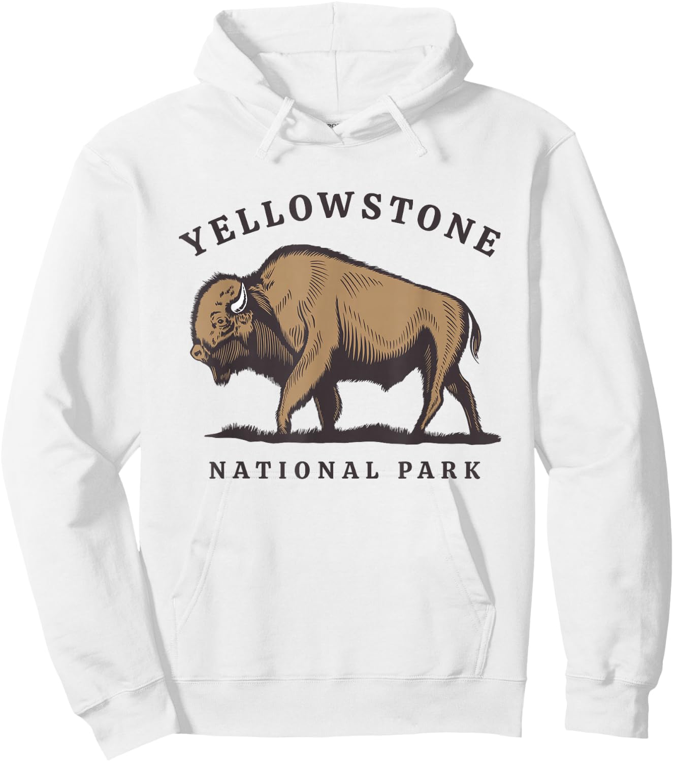 Yellowstone National Park Vintage Buffalo Bison Retro Hoodie - Hoodie | White