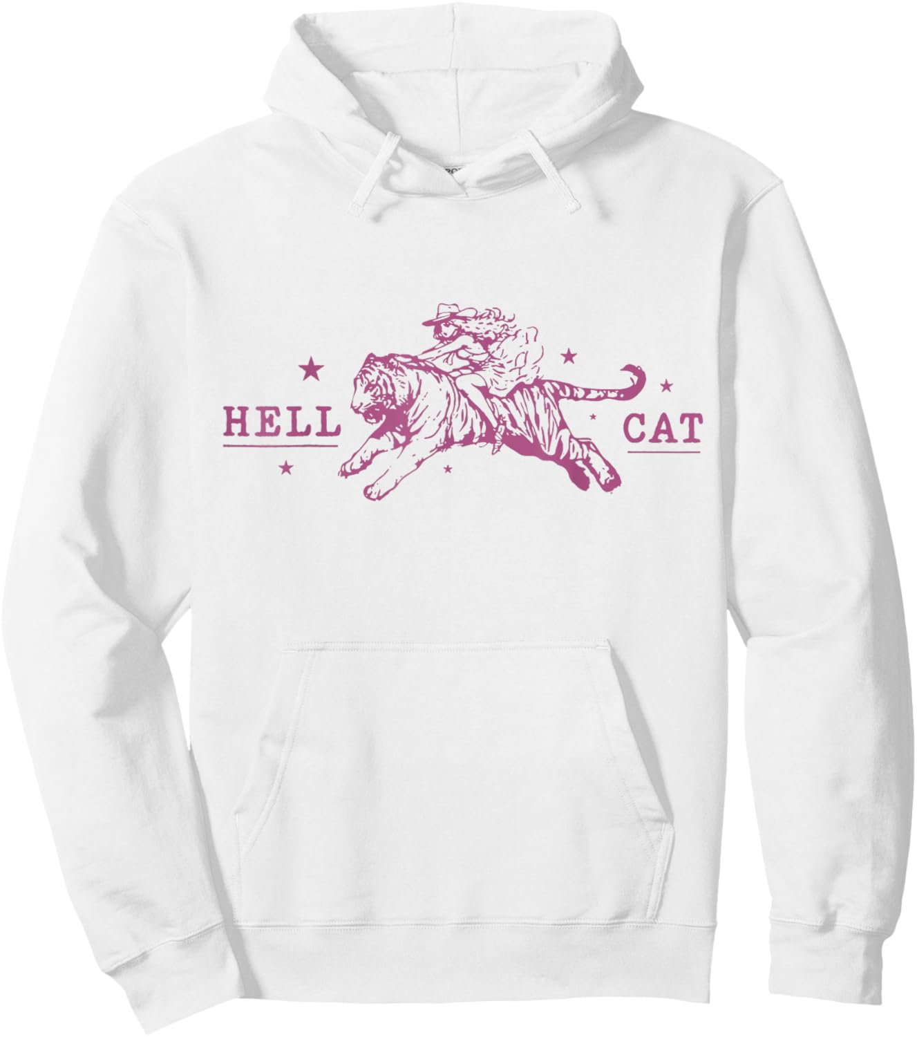 Hell Cat Cowgirl Riding Tiger Vintage Hoodie - Hoodie | White