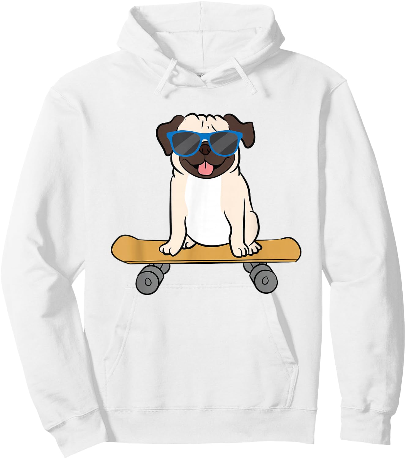 Skateboarding Pug Dog Skateboard Puppy Hoodie - Hoodie | White