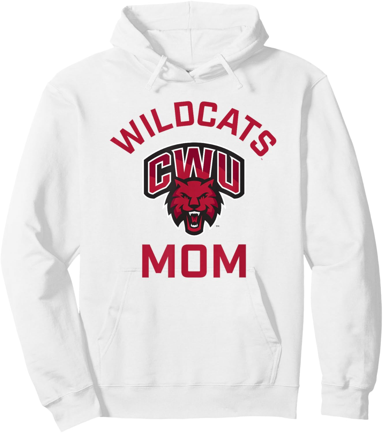 Central Washington University Wildcats Arched Mom Hoodie - Hoodie | White
