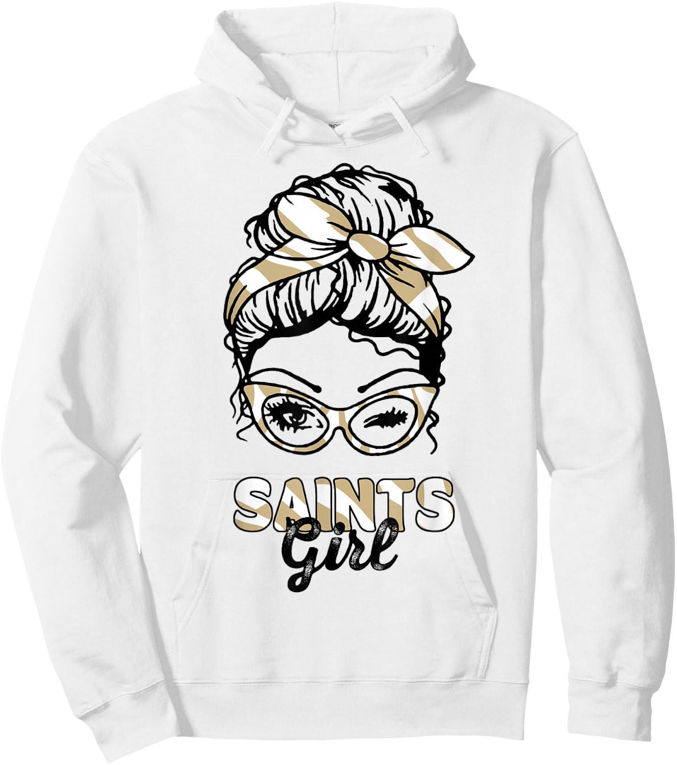 Saints Girl Messy Bun Hoodie - Hoodie | White
