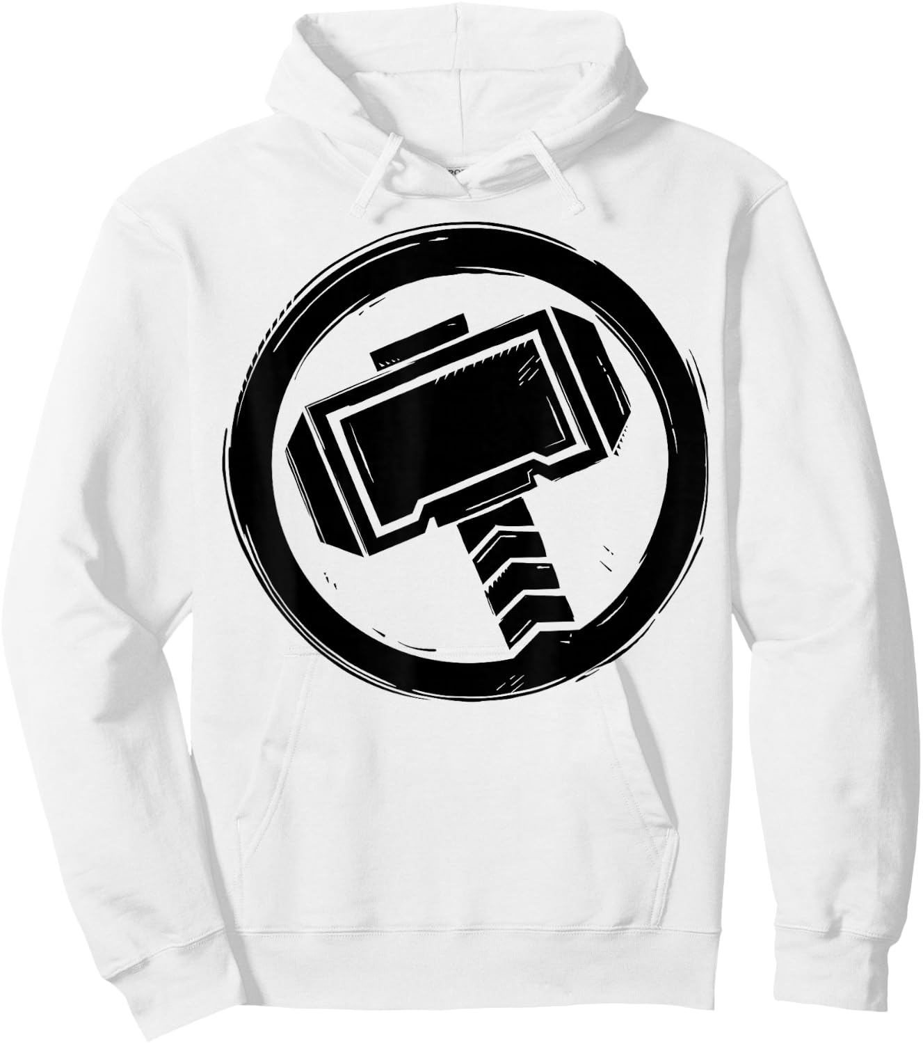 Marvel Thor Woodcut Hammer Logo Hoodie - Hoodie | White
