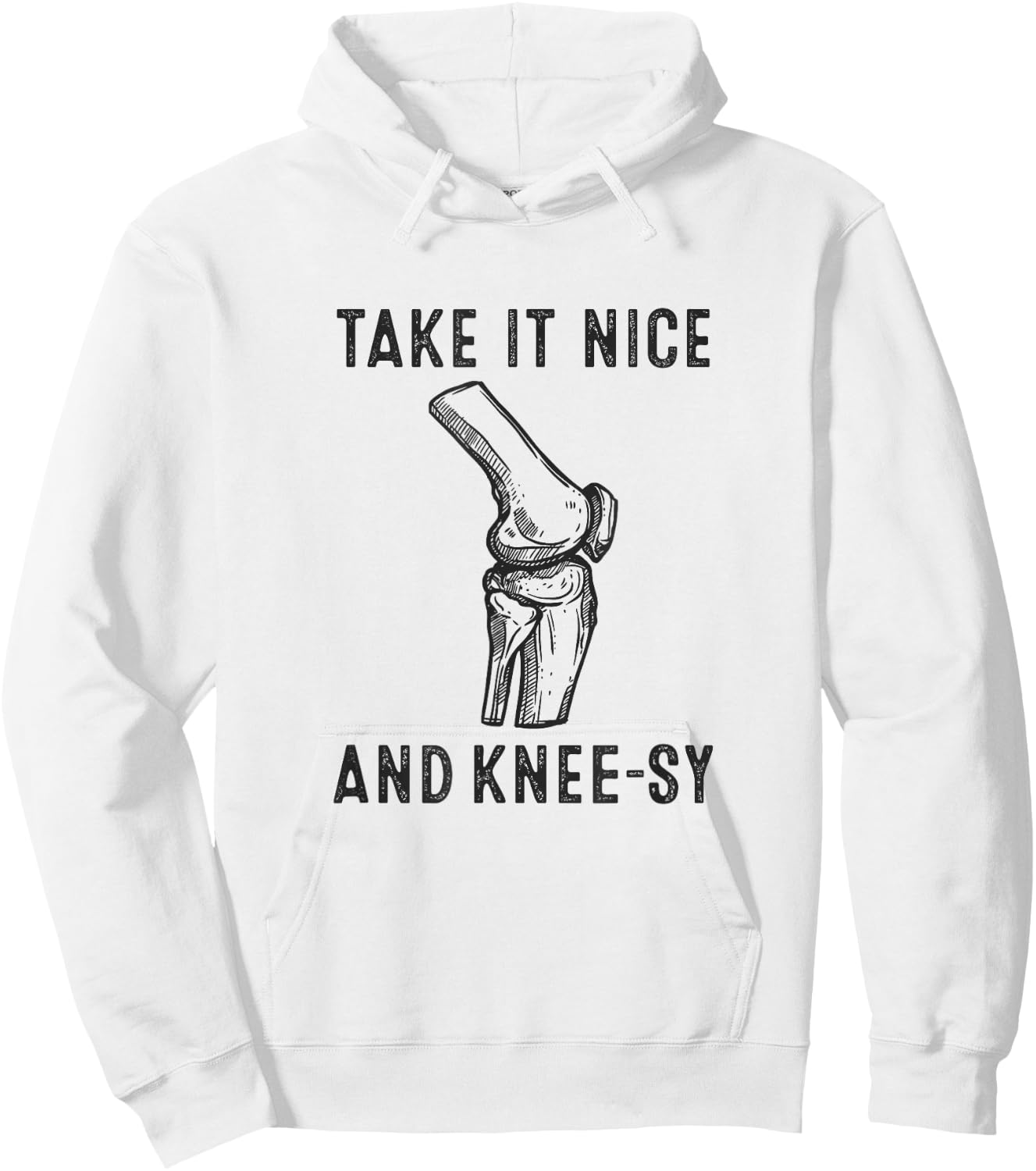 Take It Nice and Knee-sy, Funny Knee Injury Hoodie - Hoodie | White