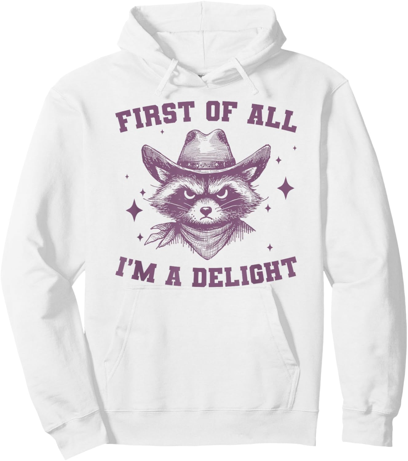First Of All I'm A Delight, Funny Sarcastic Raccoon Hoodie - Hoodie | White