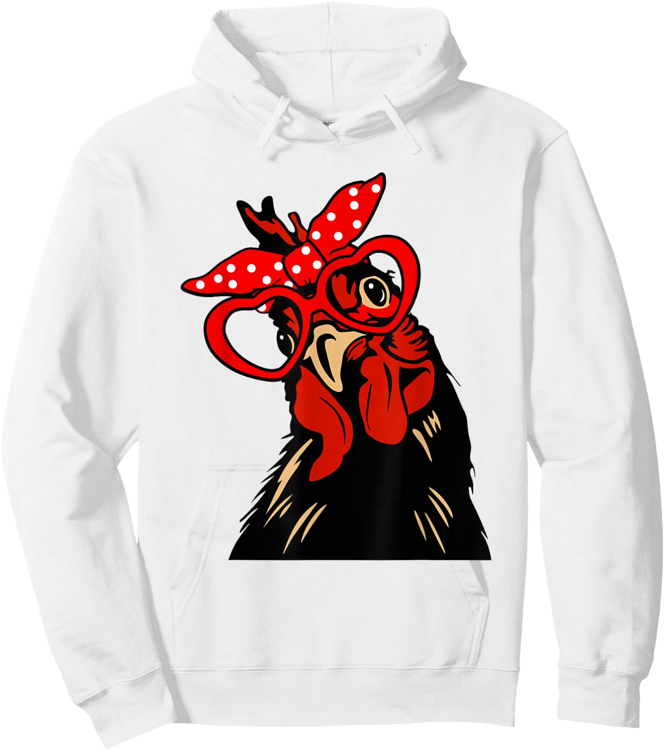 Chicken with bandana headband and glasses cute Hoodie - Hoodie | White