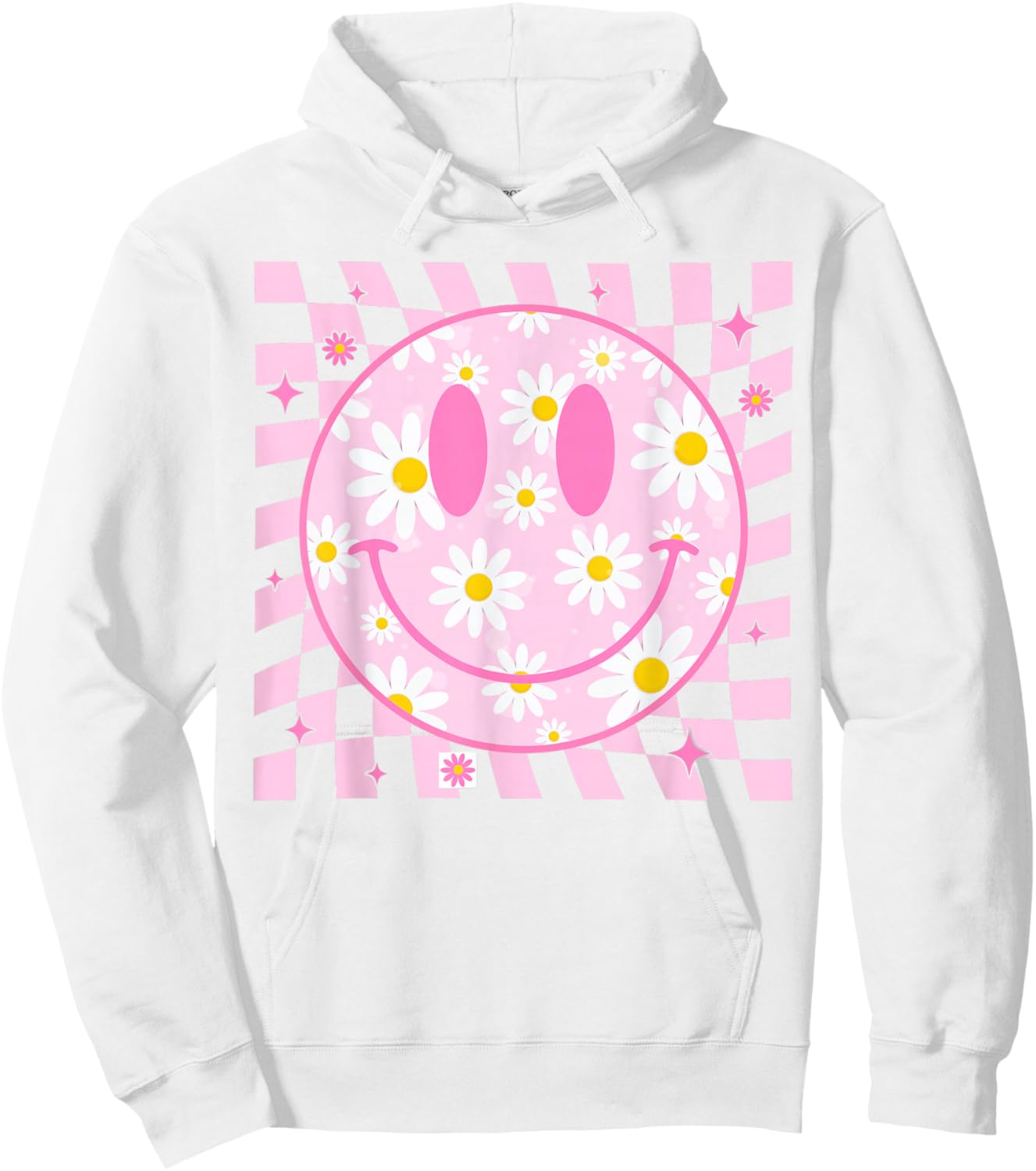 Happy Face Daisy Flower Shirt Preppy Aesthetic Smile Face Hoodie - Hoodie | White