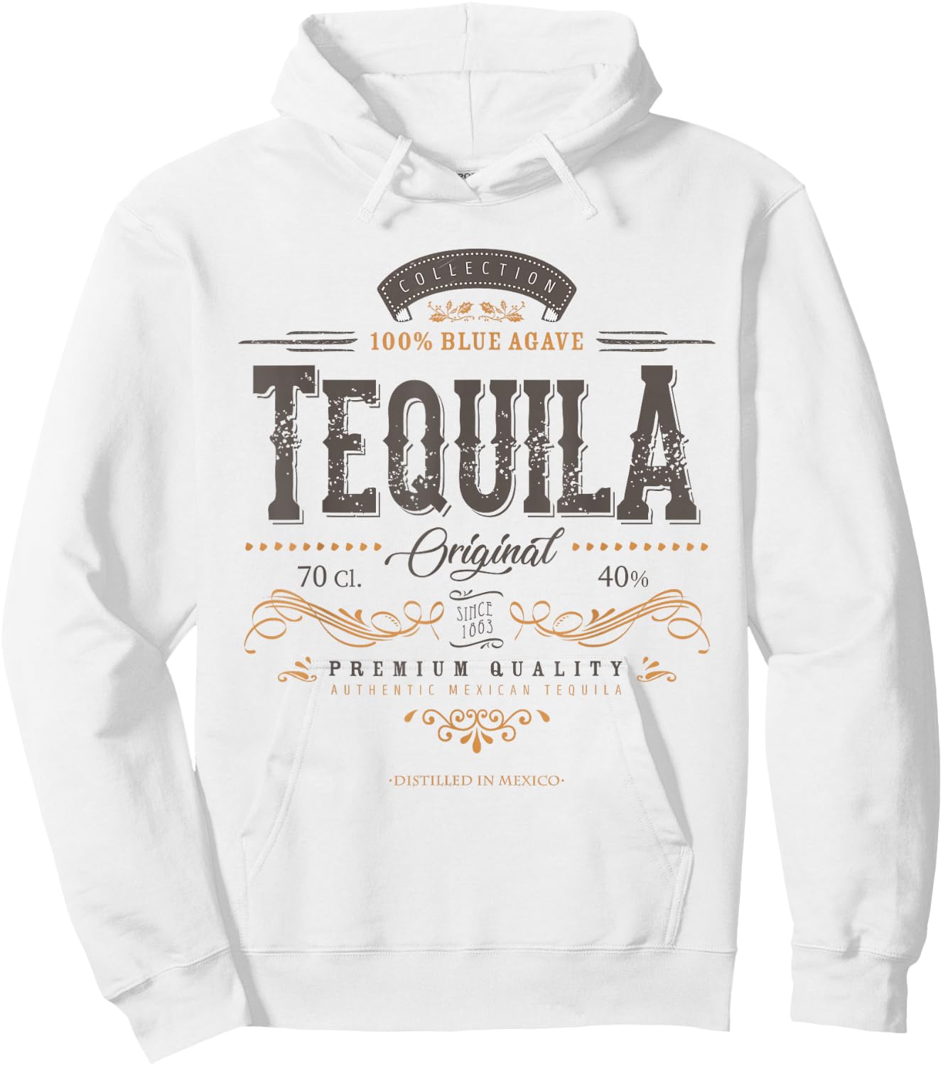 Mexican Tequila Cinco De Mayo Vintage Distressed Labell Hoodie - Hoodie | White