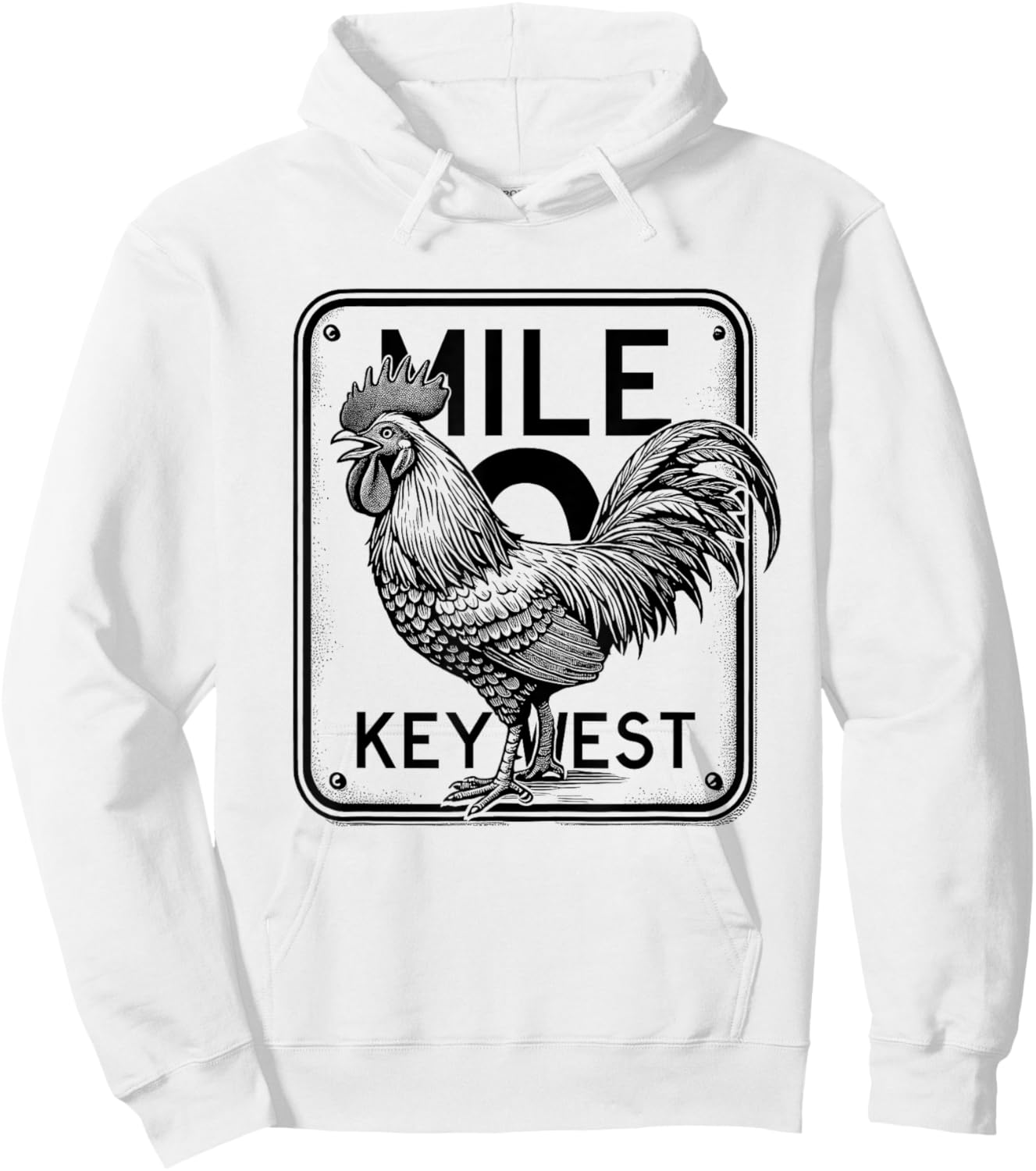 Key West Florida Chicken Retro Mile 0 Rooster Mile Marker Hoodie - Hoodie | White