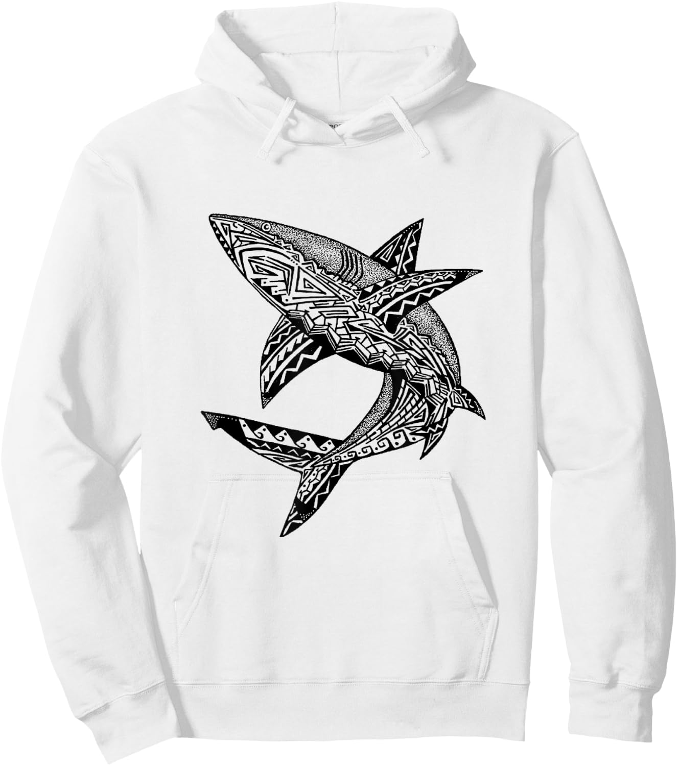 Tribal Shark Hoodie - Hoodie | White