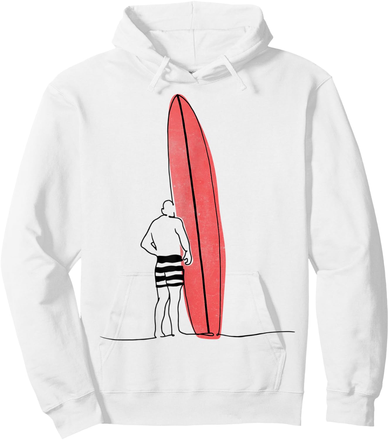 Vintage Minimalist 60s Pipeline Longboard Sunset Surf Hoodie - Hoodie | White
