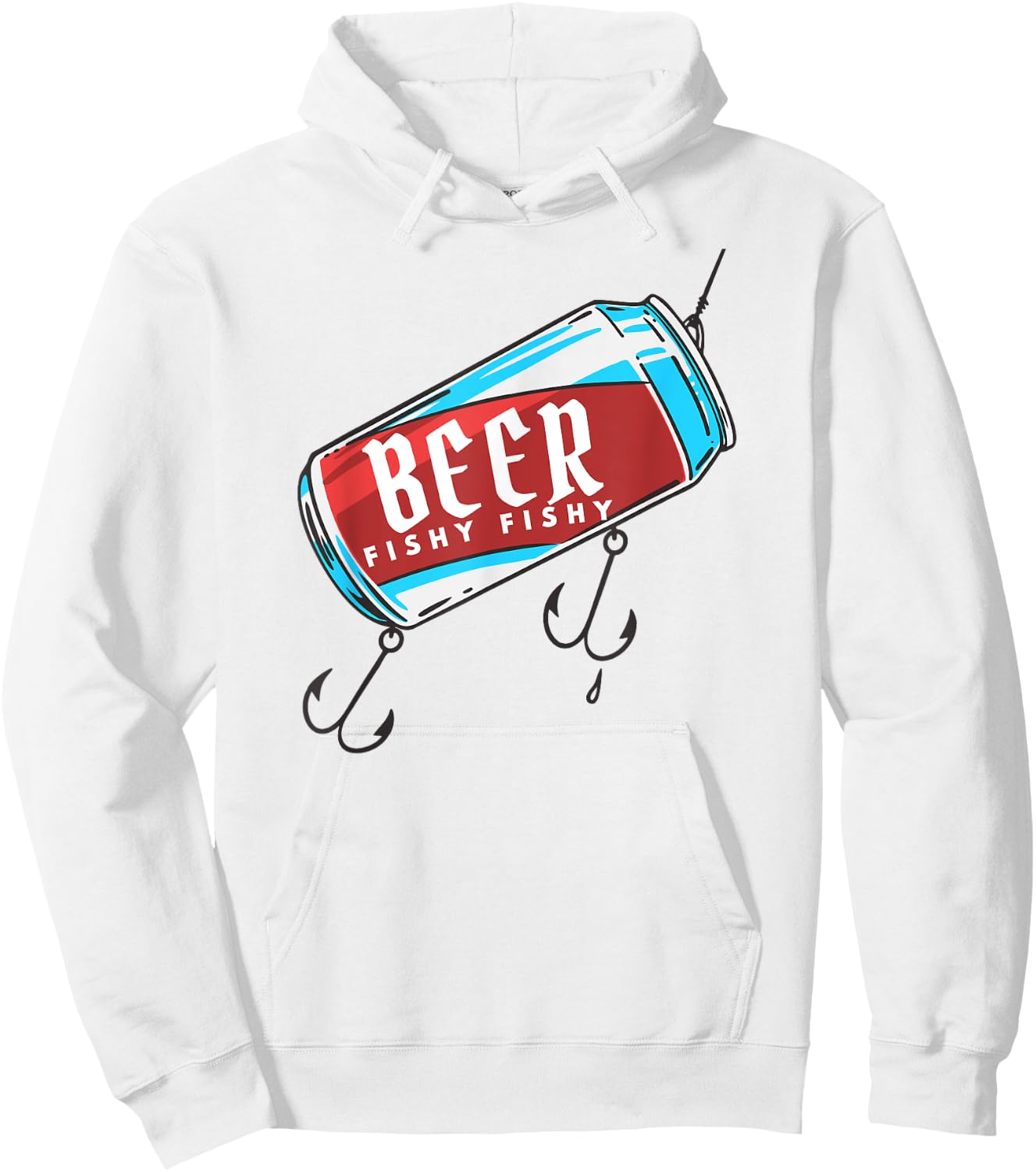 Humor Beer Fishy Fish Hook Hoodie - Hoodie | White