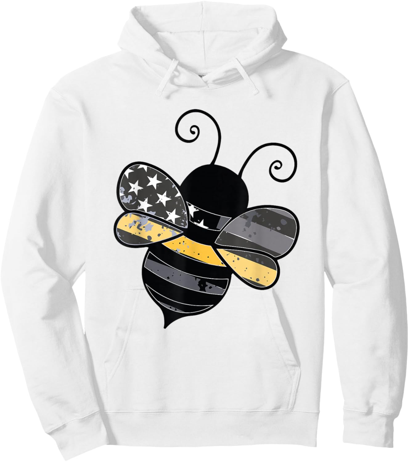 Proud Thin Gold Line Bumble Bee Patriotic 911 Dispatcher Hoodie - Hoodie | White