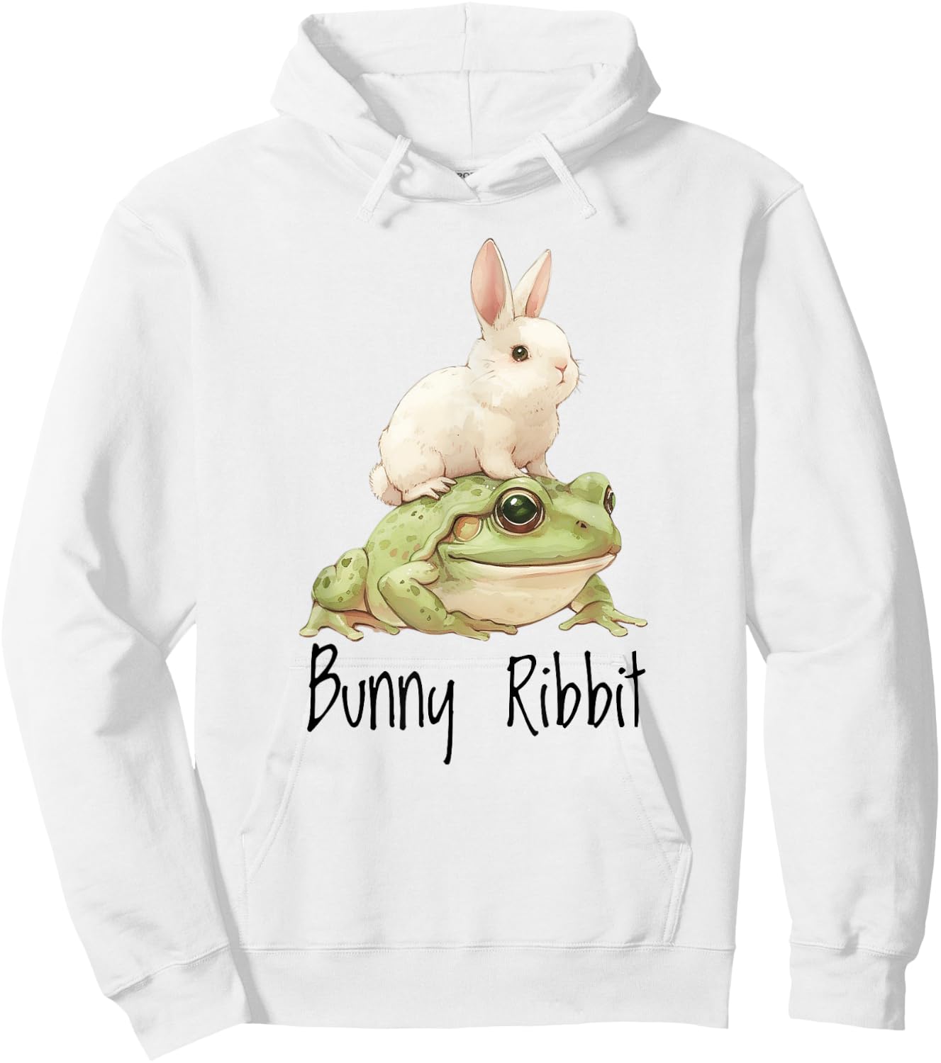 Bunny Rabbit Love Watercolor Folk Art Bunny Frog Lover Hoodie - Hoodie | White