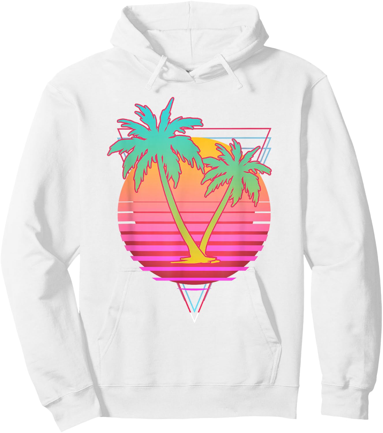Retro Art 1980s Synthwave Sunset Vaporwave Hoodie - Hoodie | White