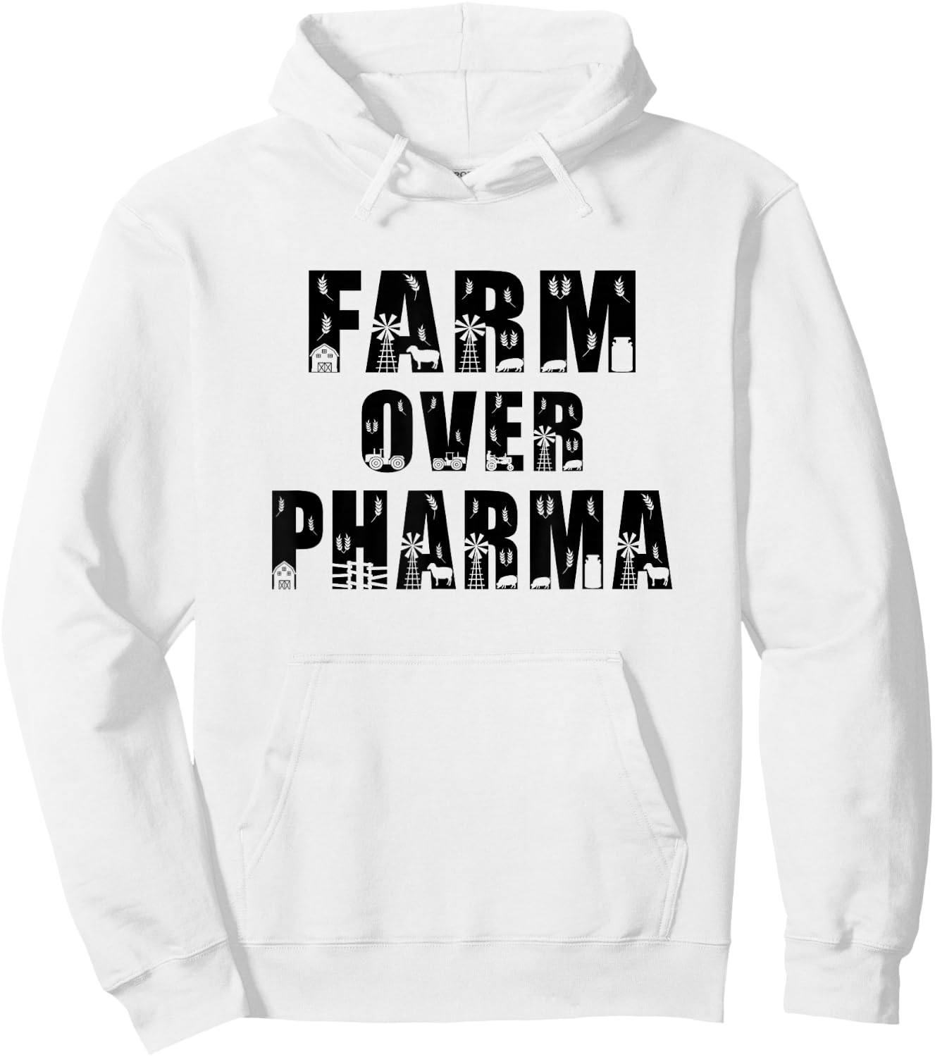Farm Over Pharma Family Farming Mom Dad Grandpa Funny Farmer Hoodie - Hoodie | White