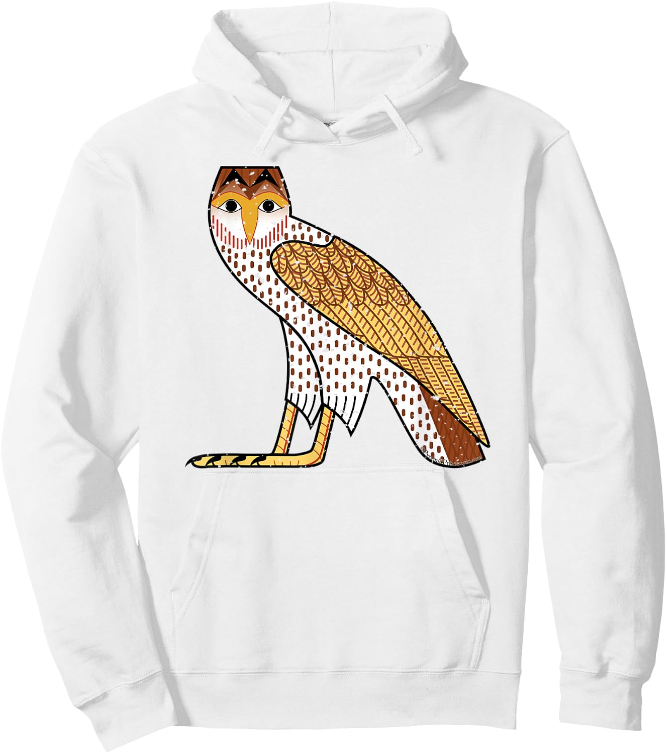 Ancient Egyptian Owl Wisdom Protection Hieroglyphic Letter M Hoodie - Hoodie | White