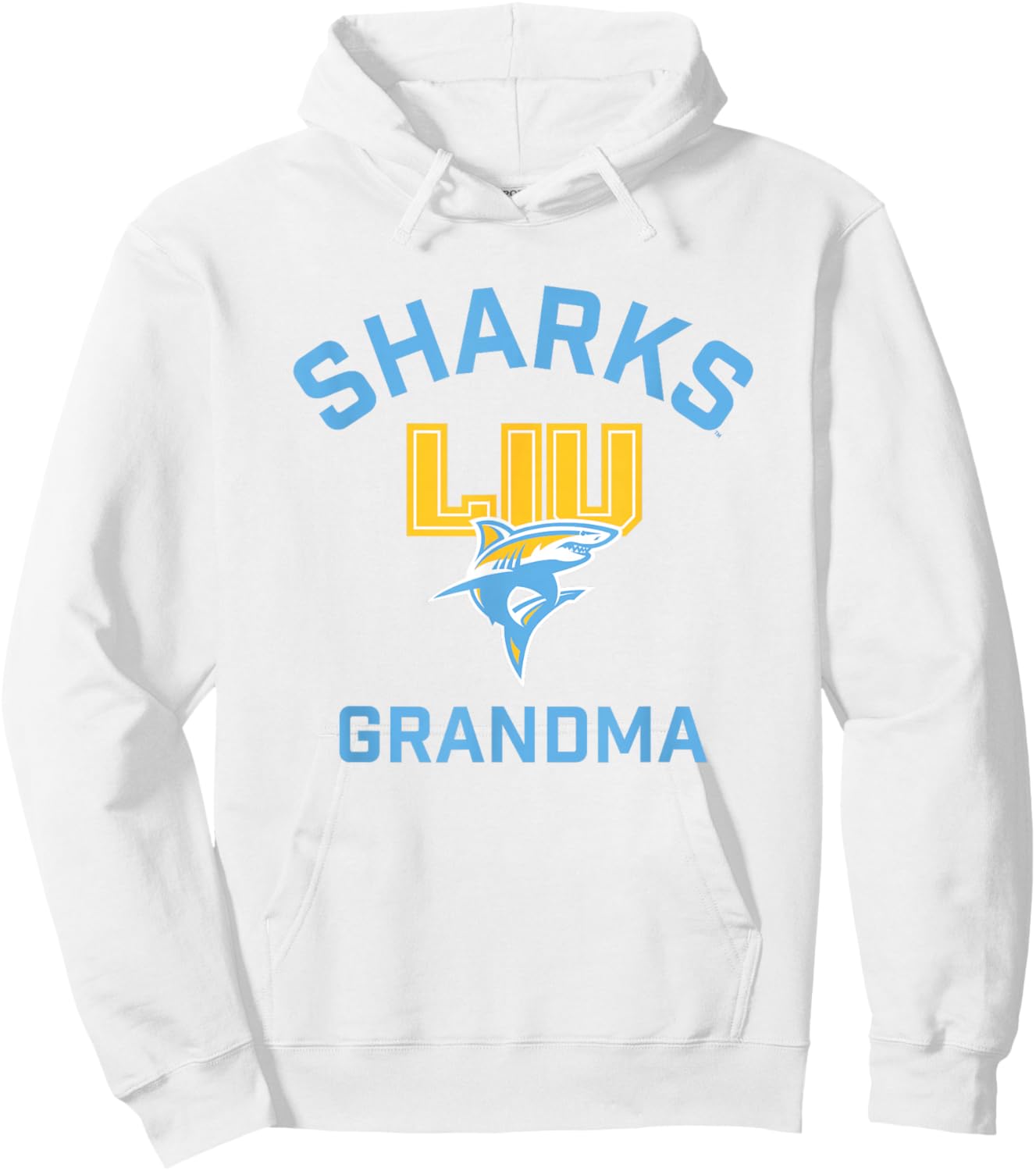 Long Island University LIU Blackbirds Arched Grandma Hoodie - Hoodie | White