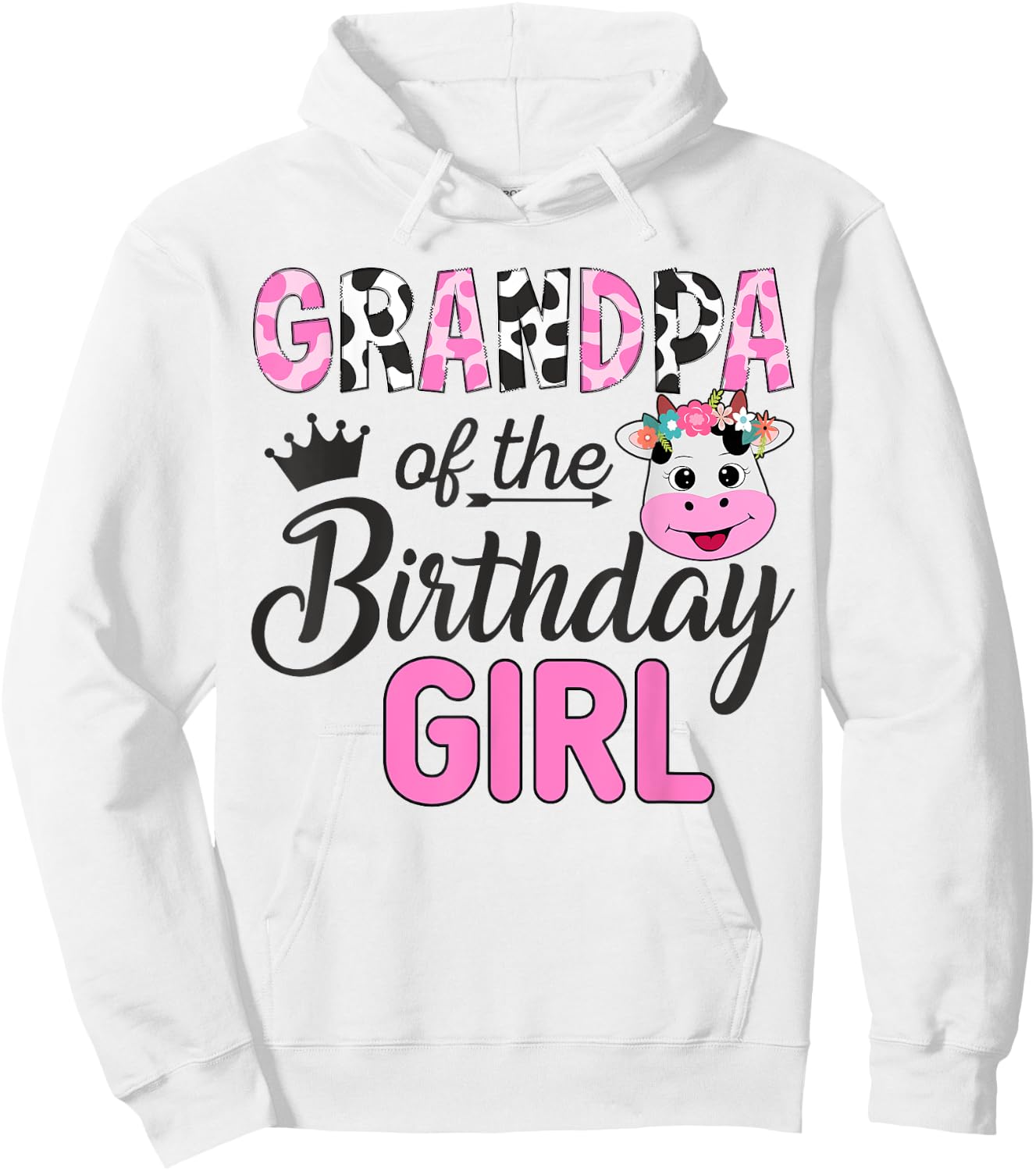 Grandpa of The Birthday Girl Farm Cow 1 St Birthday Girl Hoodie - Hoodie | White