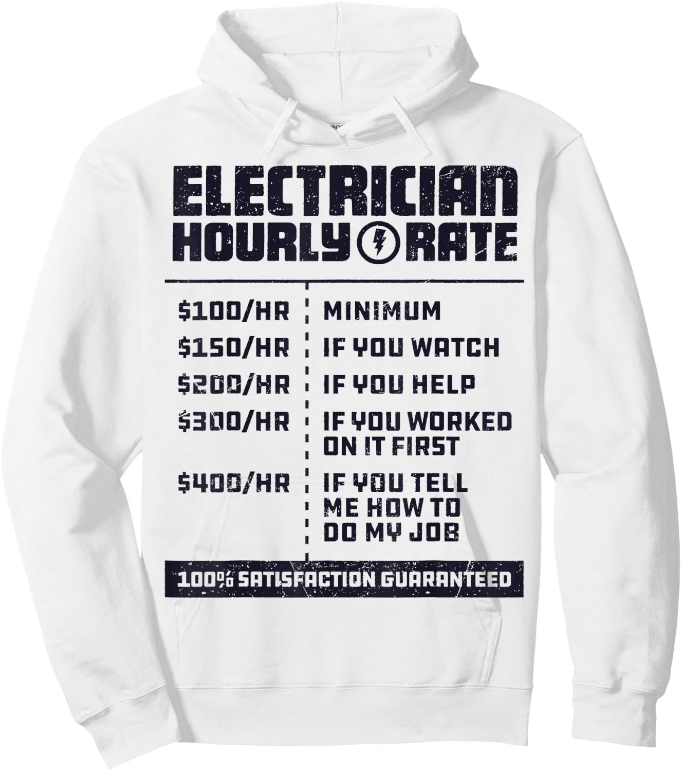 Electrician Hourly Rate Funny Lineman Dad Retro Vintage Men Hoodie - Hoodie | White