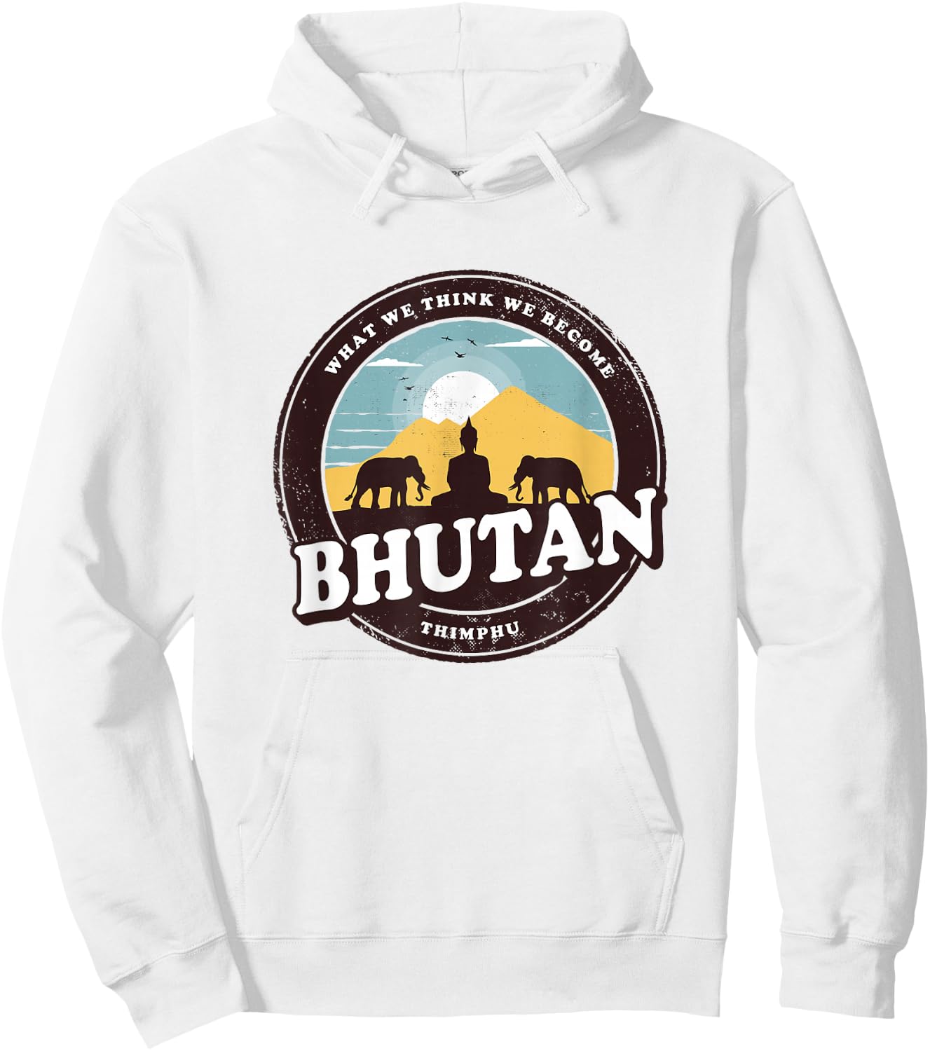 Bhutan Thimphu Vintage Elephant Buddha Figurine Gift Hoodie - Hoodie | White
