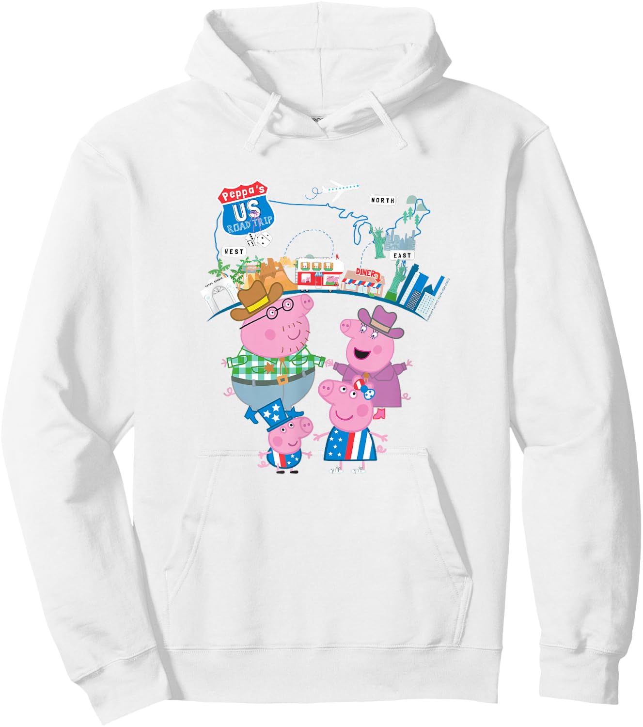 Peppa Pig Visits America US Road Trip Hoodie - Hoodie | White