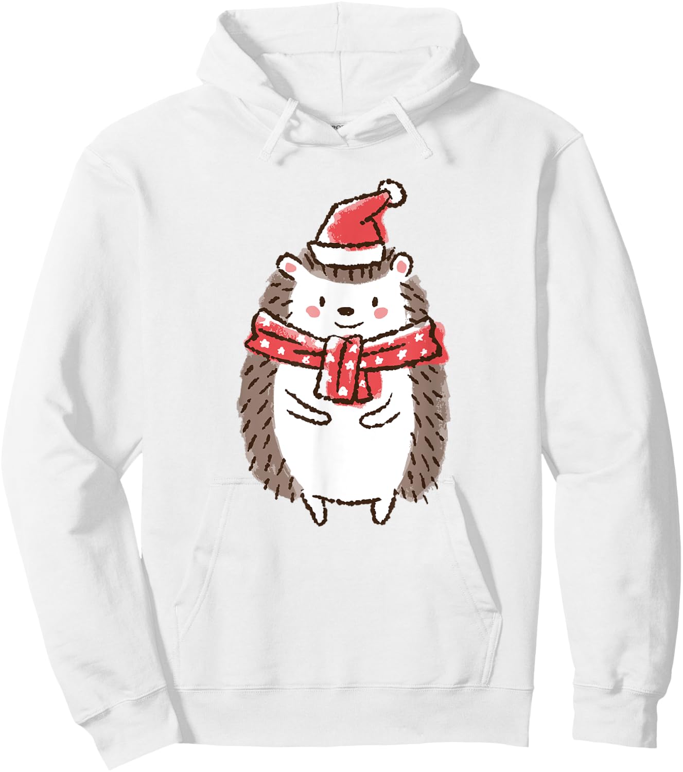 Cute Christmas Hedgehog Holiday Hoodie - Hoodie | White