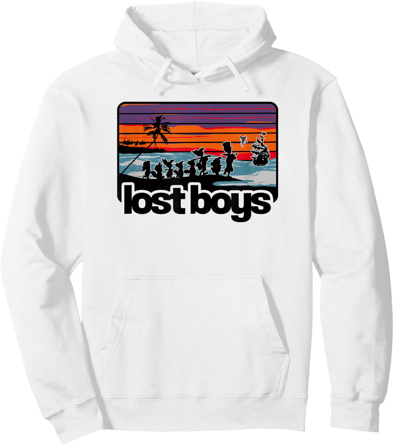 Disney Peter Pan Group Shot Lost Boys Color Stripes Hoodie - Hoodie | White