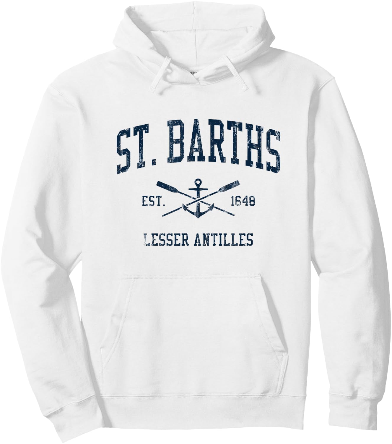 St. Barths Vintage Navy Crossed Oars & Boat Anchor Hoodie - Hoodie | White