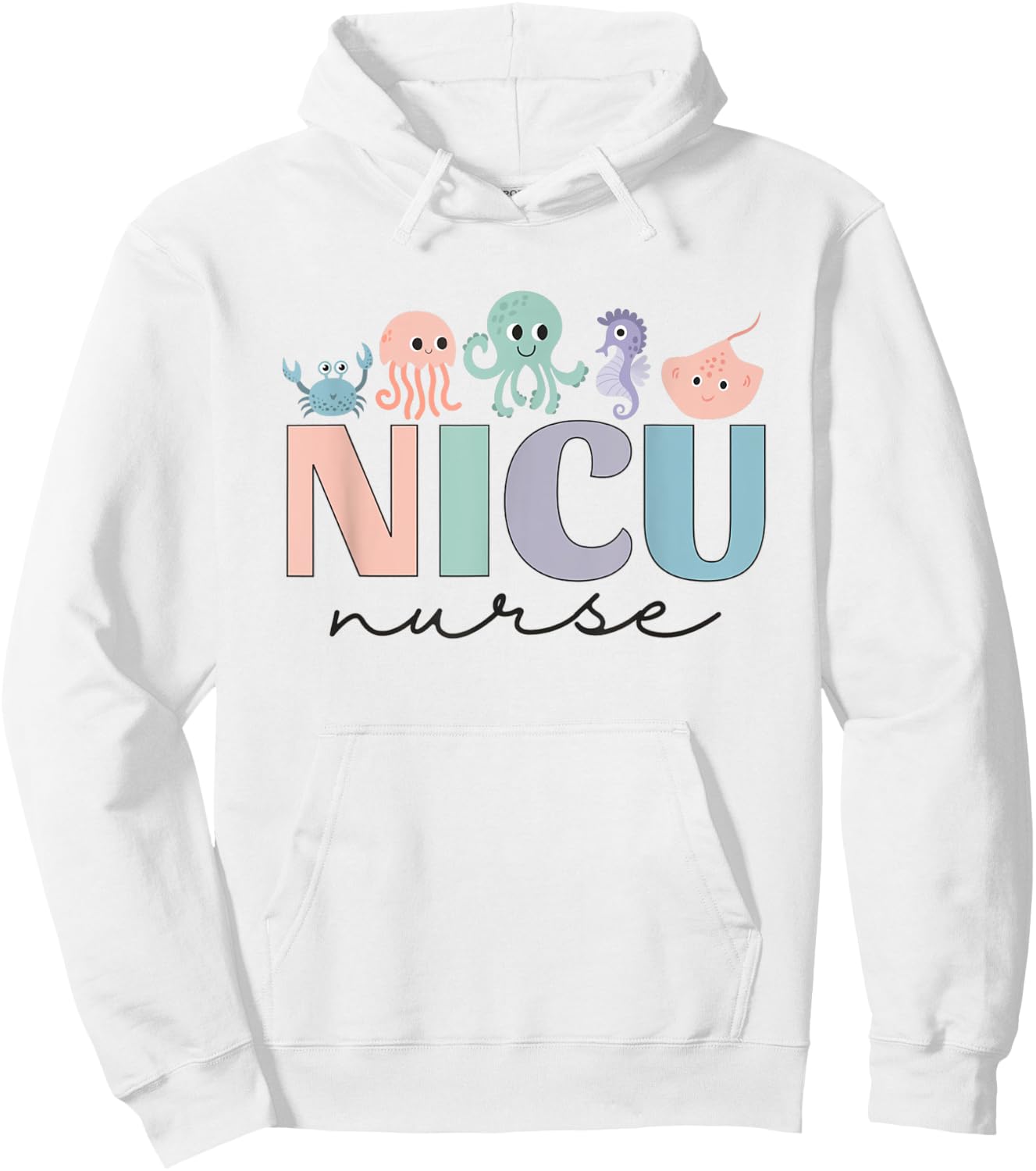 NICU Ocean Sea Animals Neonatal Intensive Care Unit Nurse Hoodie - Hoodie | White